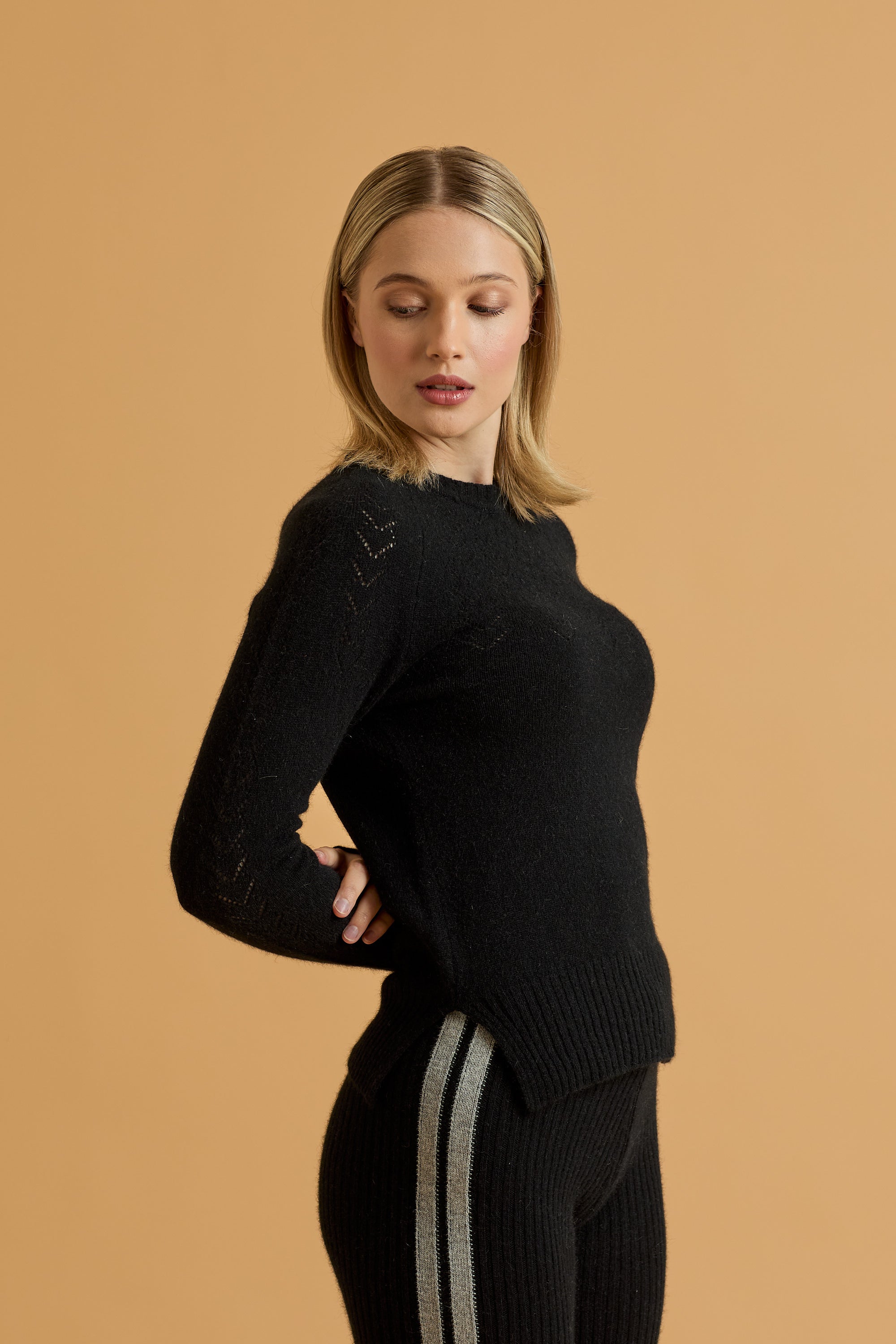 Possum Silk Merino HeartYoke Jumper in Black