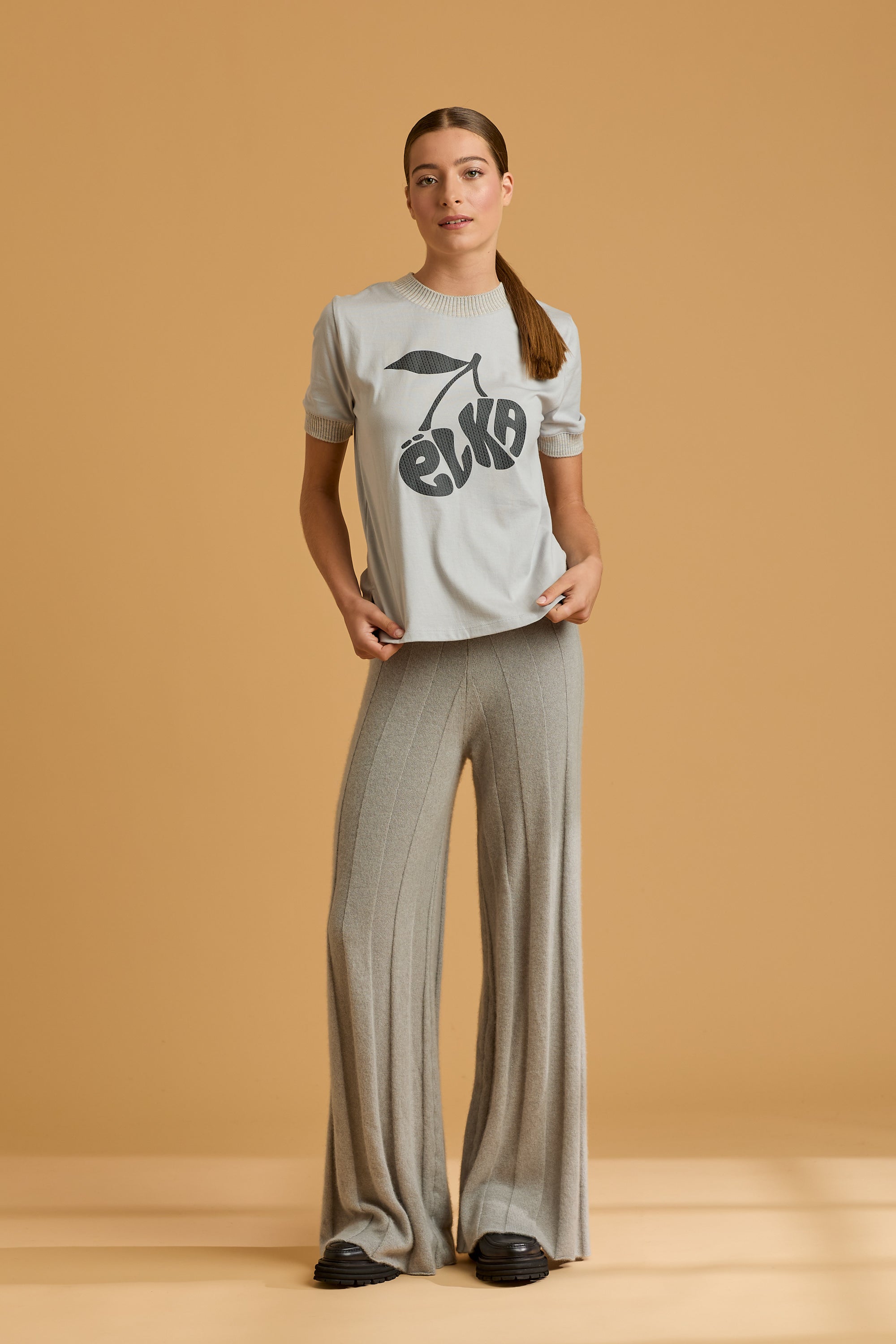 Cherry T Shirt in Dove Grey