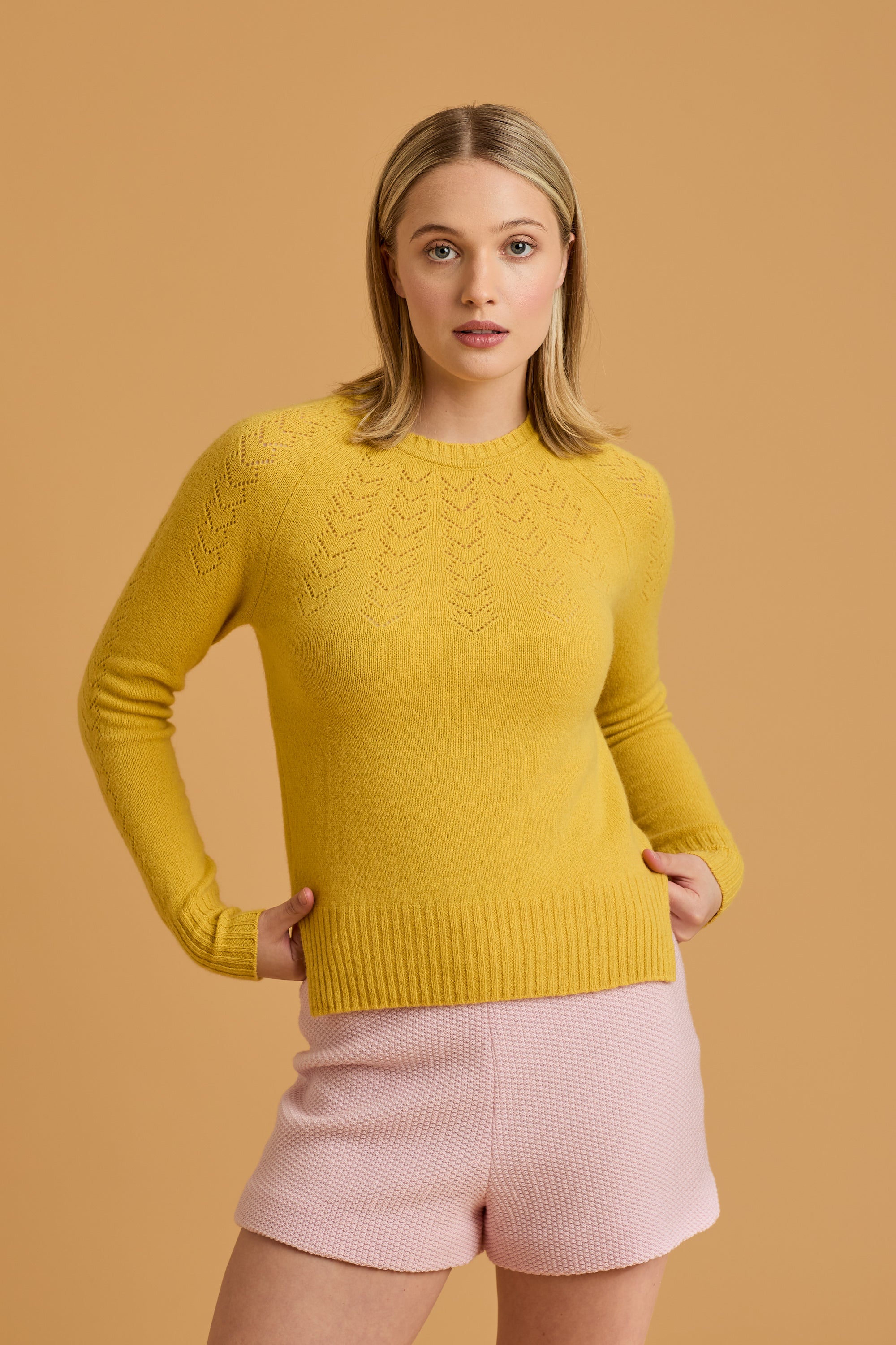 Possum Silk Merino HeartYoke Jumper in Sun