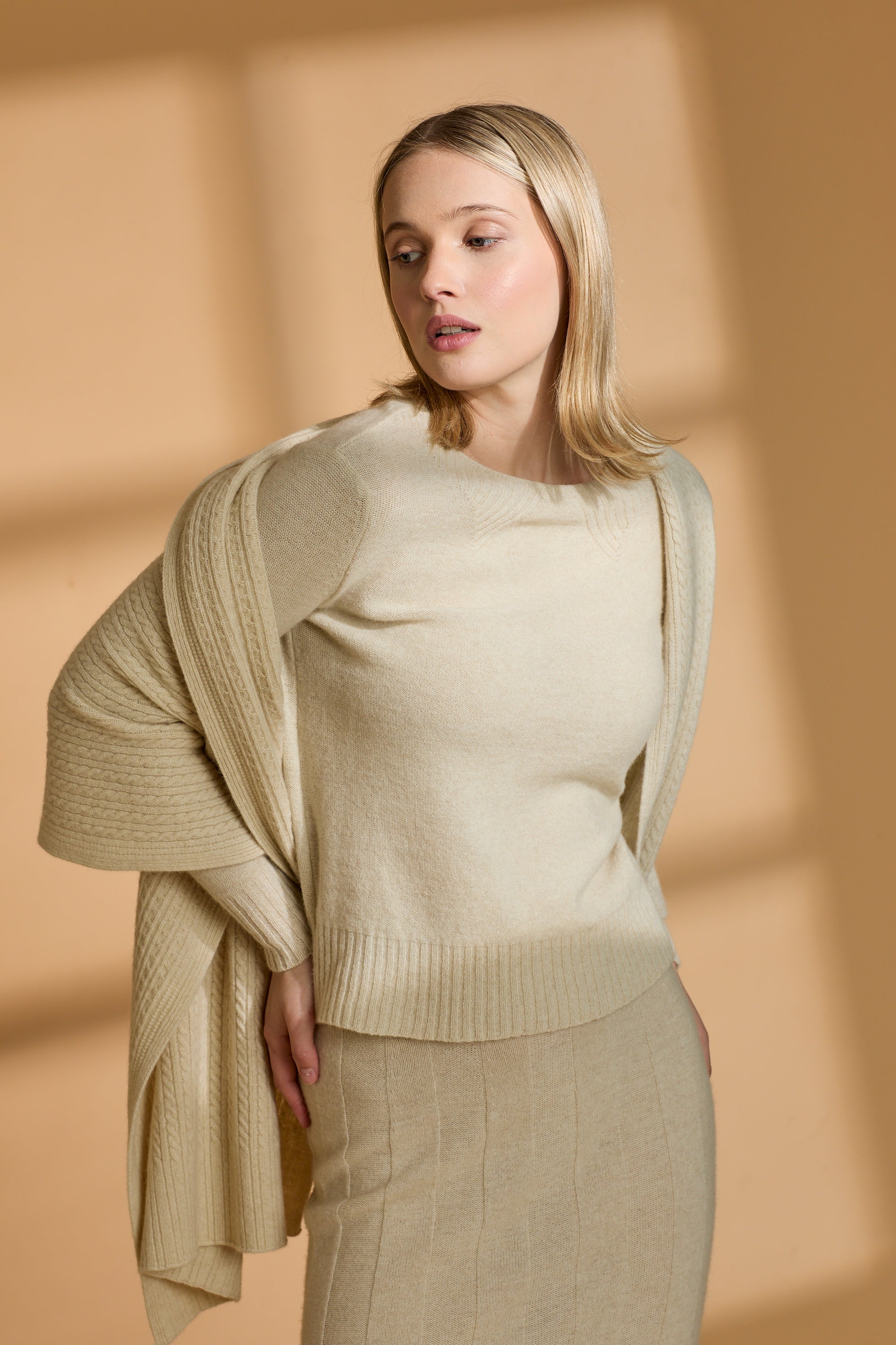 Cashmere Possum Silk Cable Travel Wrap