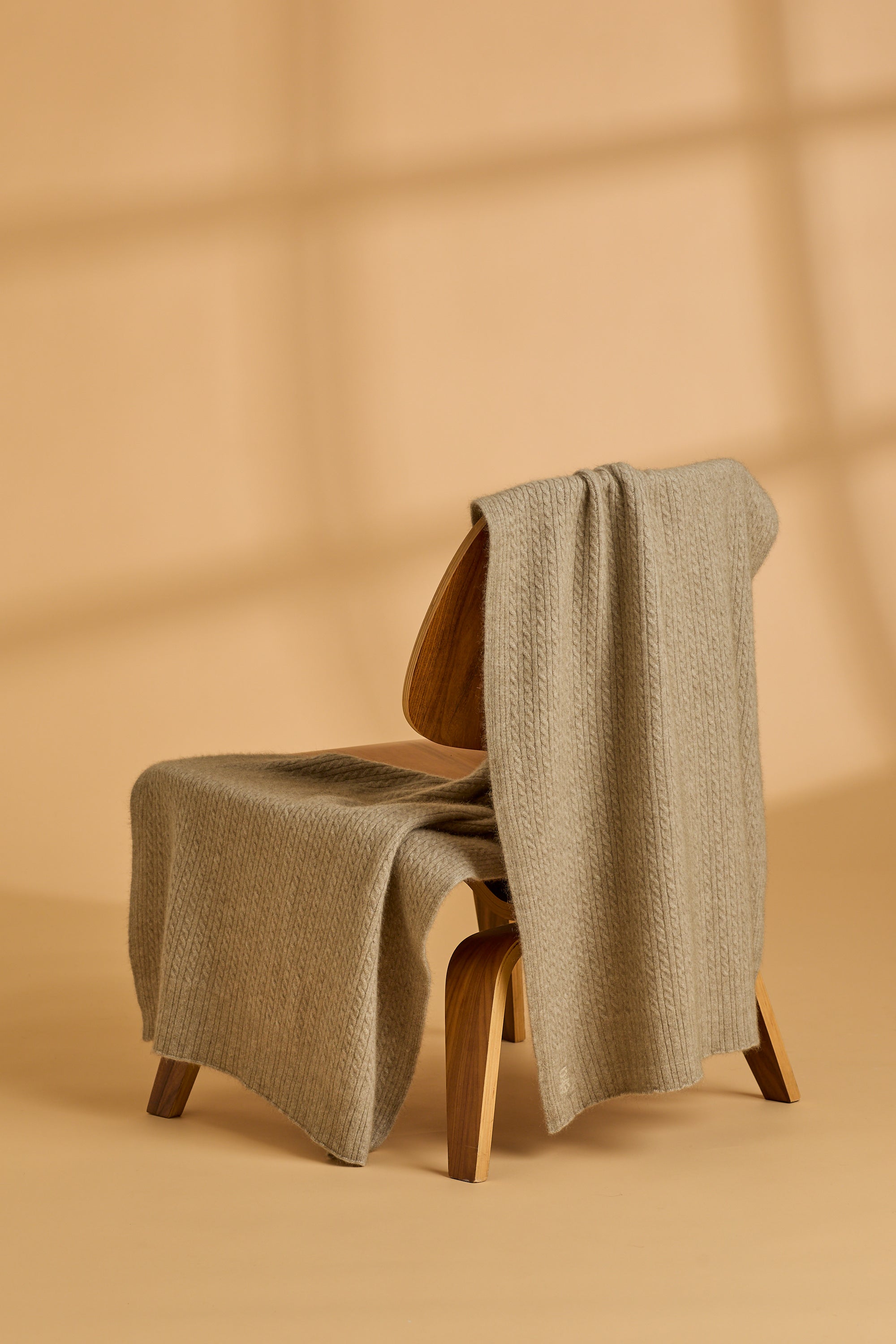Possum Silk Merino Cable Travel Wrap in Beige