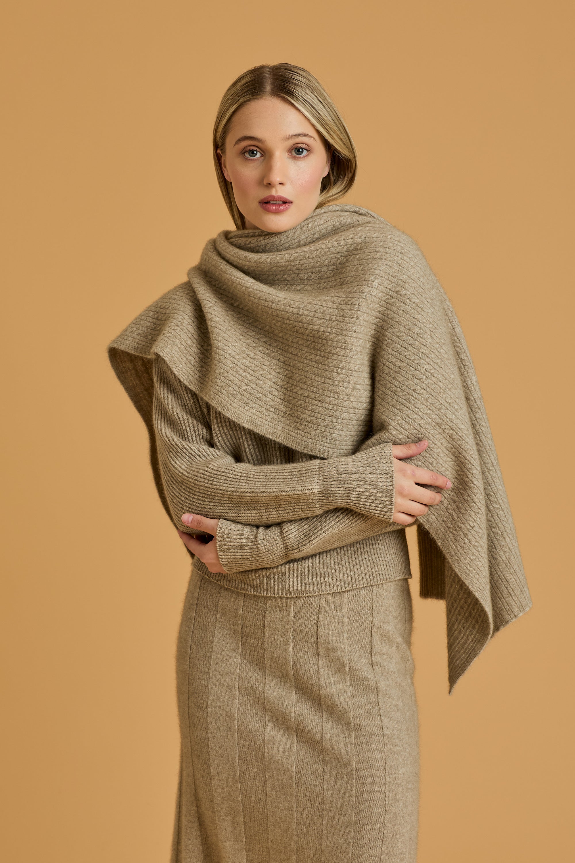 Cashmere Possum Silk Cable Travel Wrap