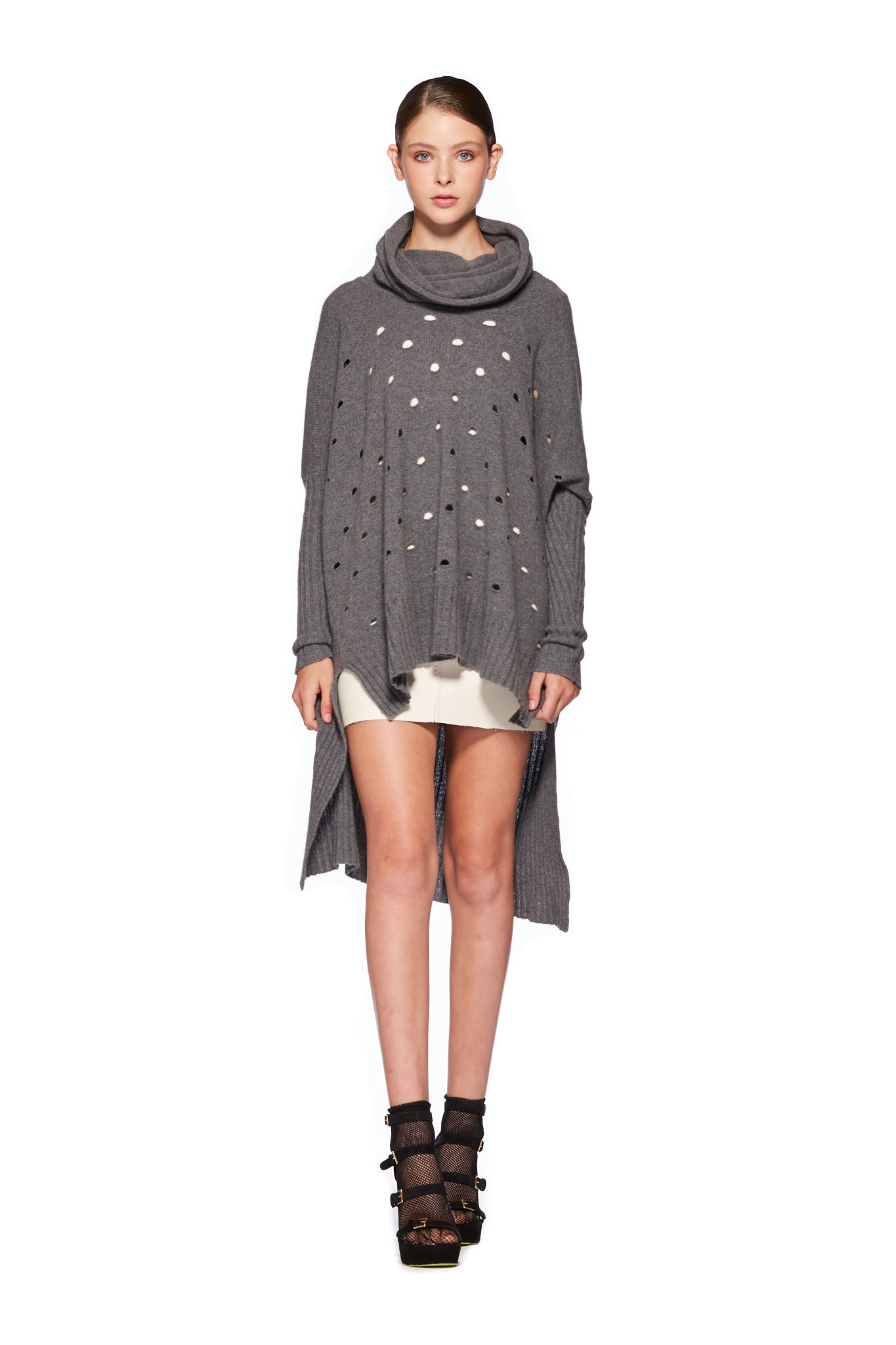 Possum Silk Merino Caffa Tunic in Pewter Grey