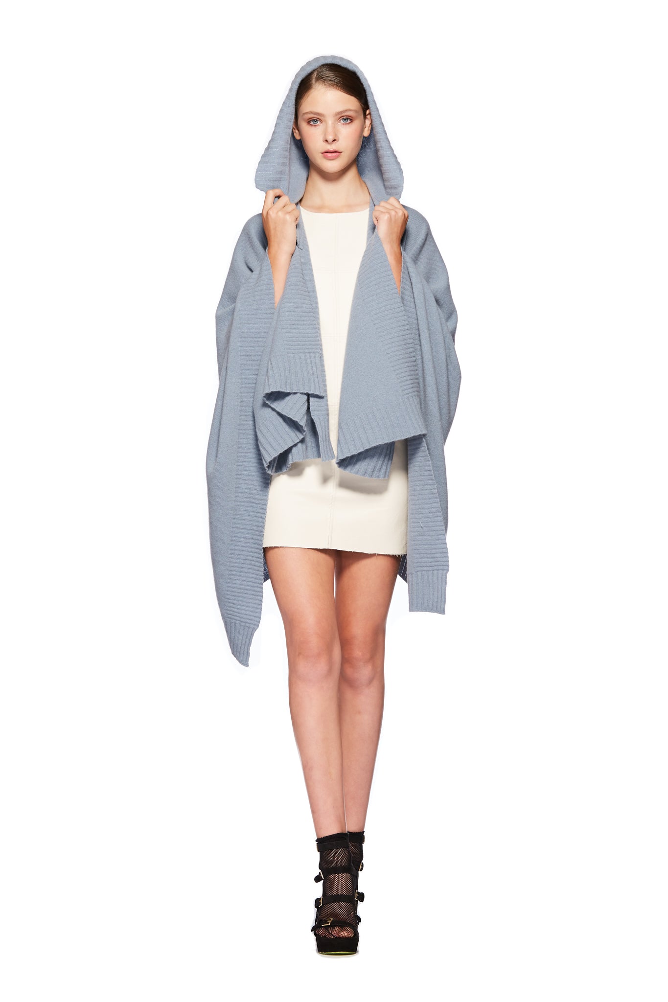 Possum Silk Hooded Wrap in Glacier Blue