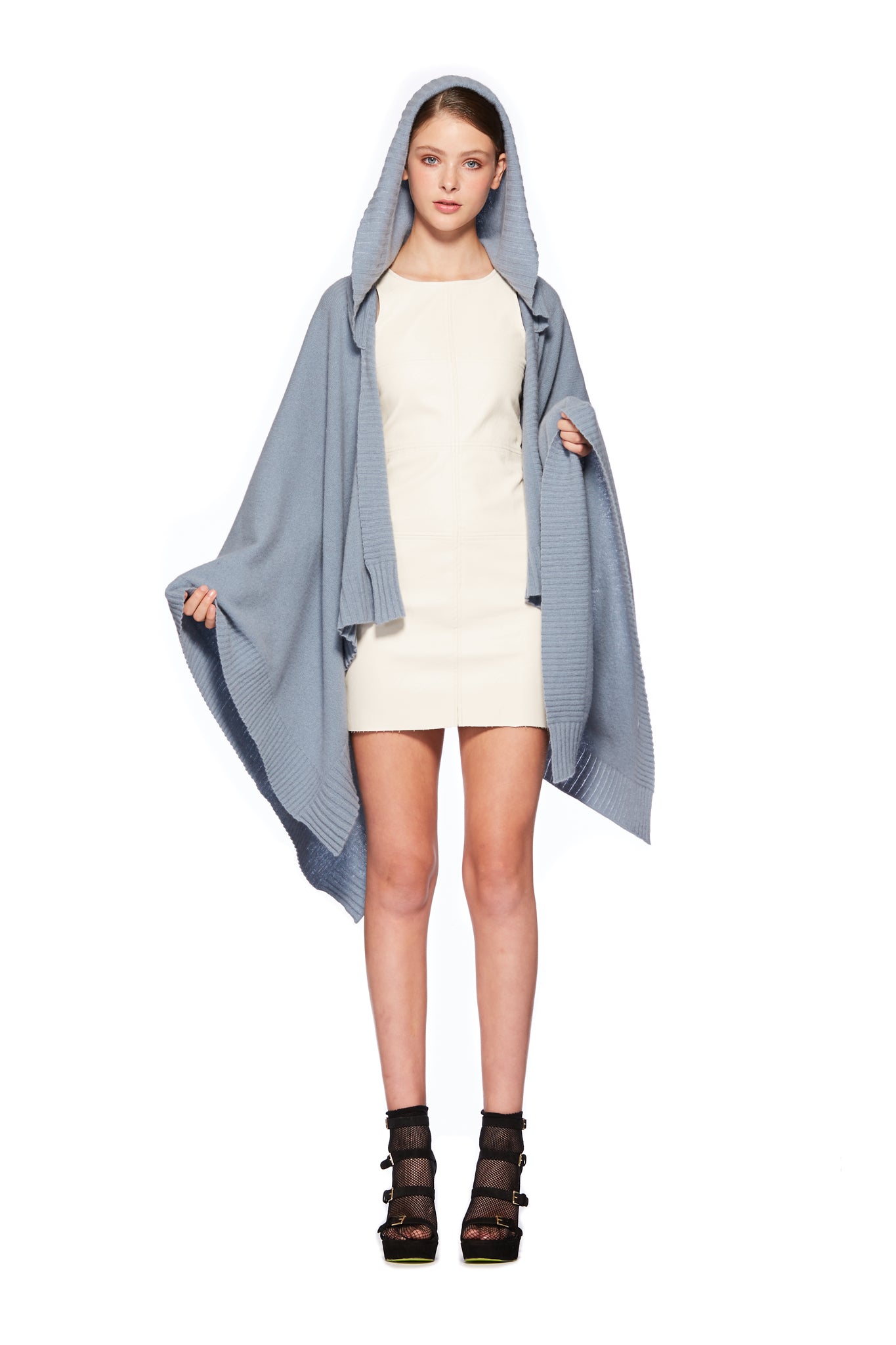 Possum Silk Hooded Wrap in Glacier Blue