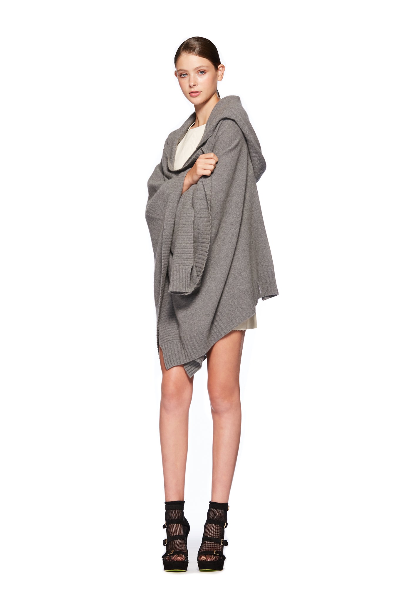Possum Silk Hooded Wrap in Grey