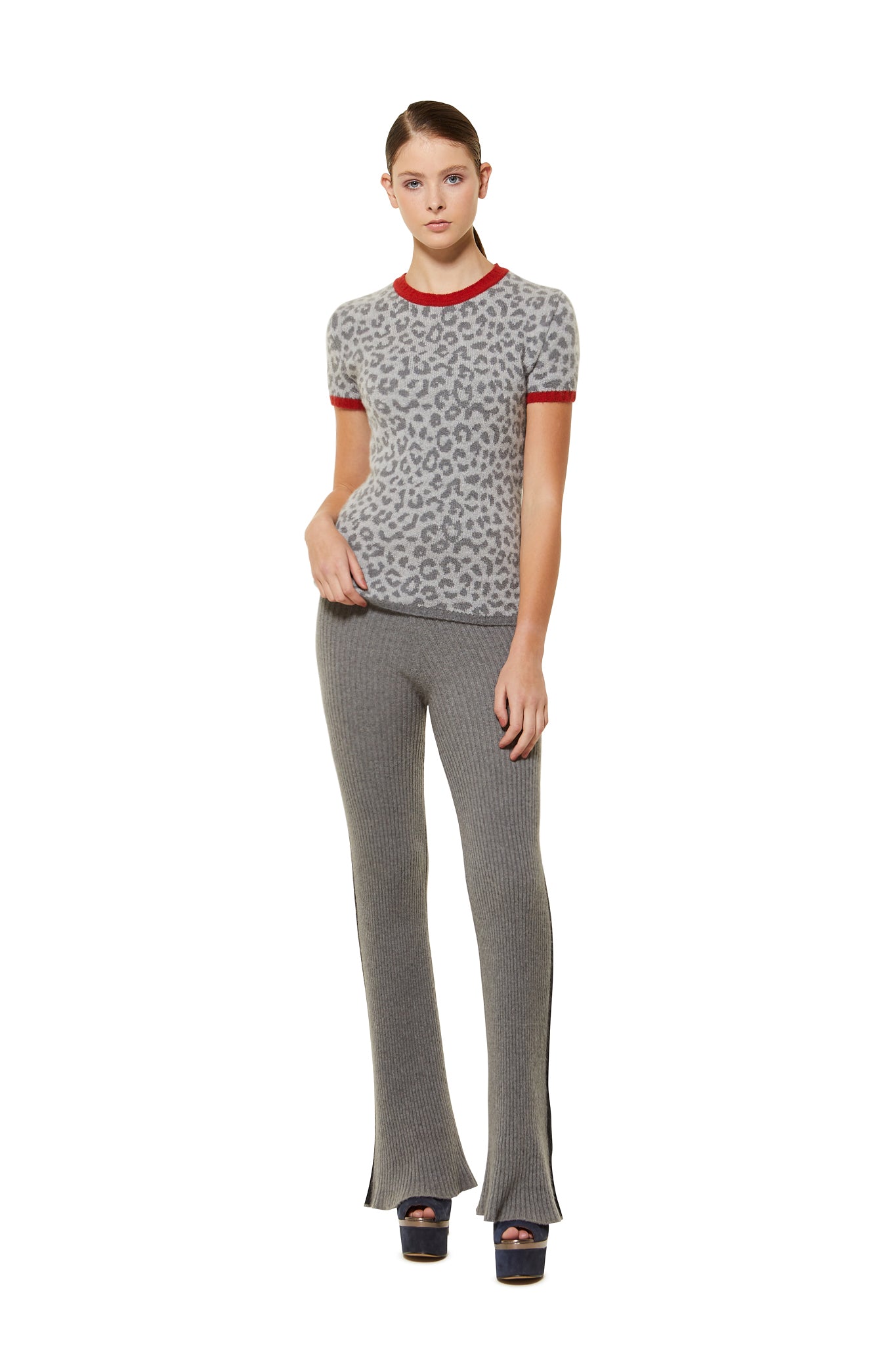 POSSUM SILK MERINO CAP SLEEVE TOP Leo in Grey