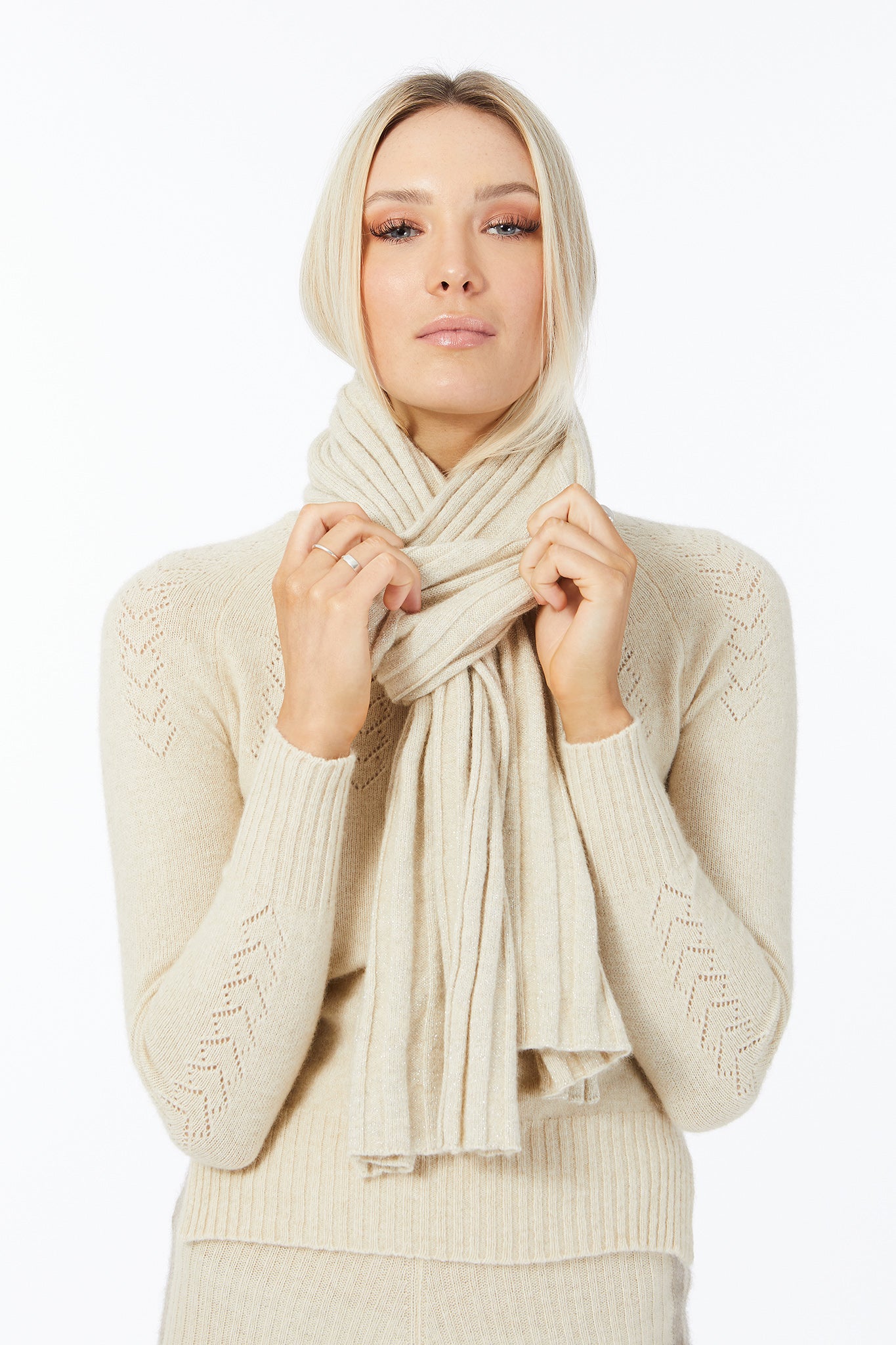 Possum Silk Merino Heart Yoke Jumper in Ivory