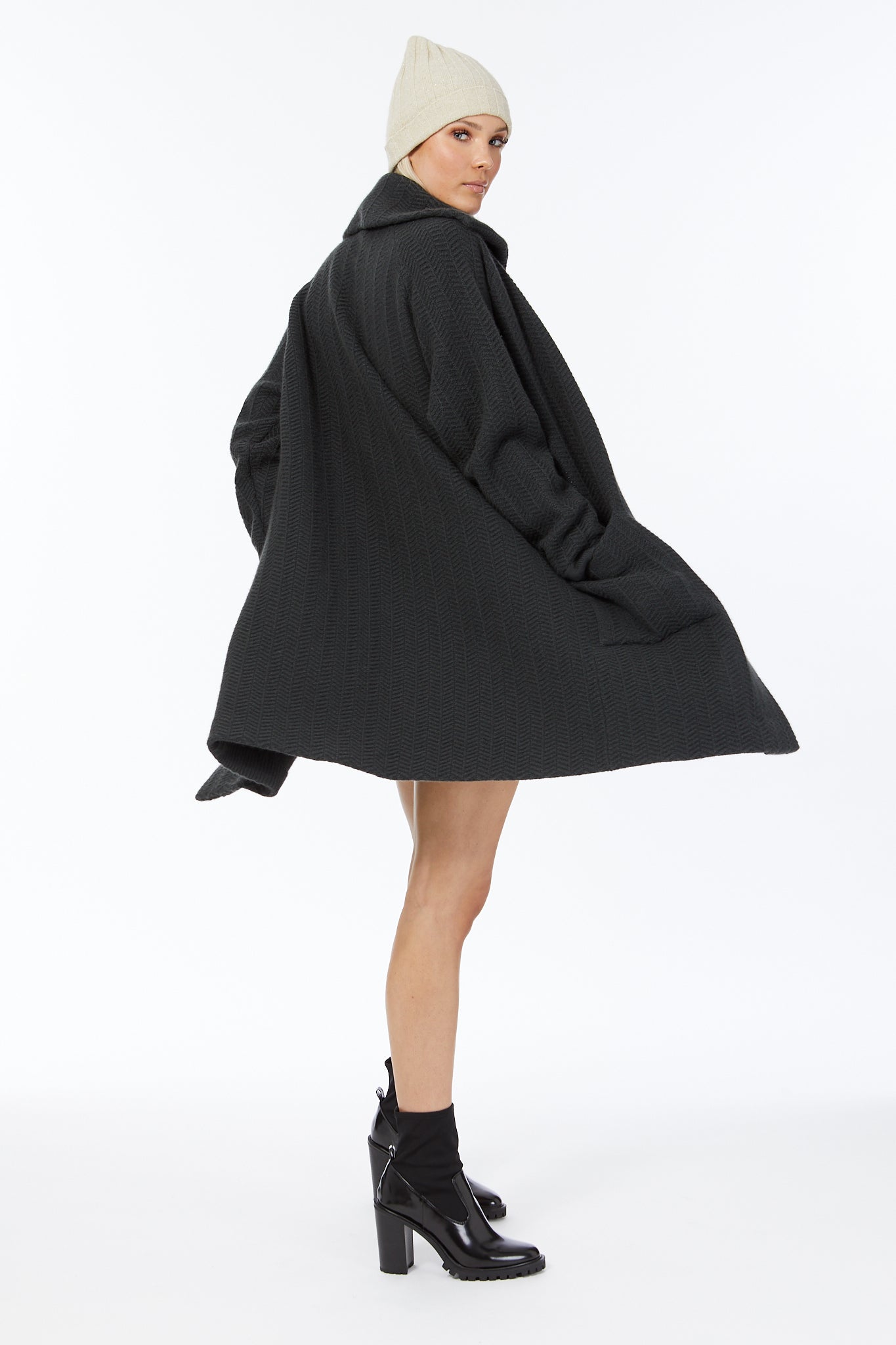 Herringbone Coat in Slate
