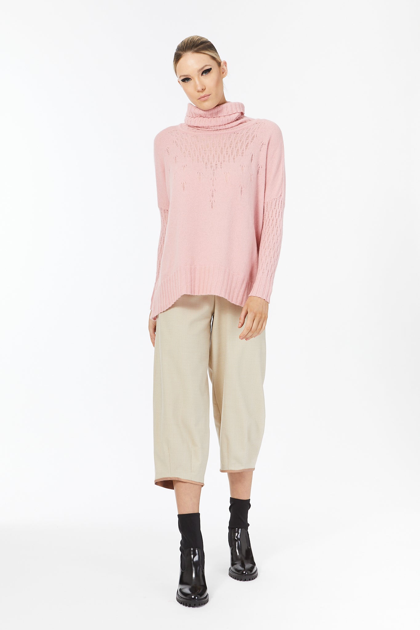 POSSUM SILK MERINO LACE TUNIC in Pearl