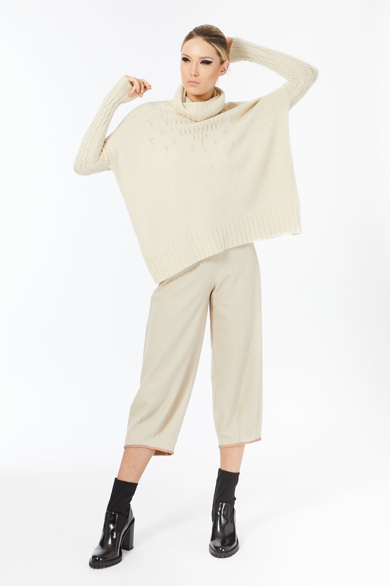 POSSUM SILK MERINO LACE TUNIC in Ivory