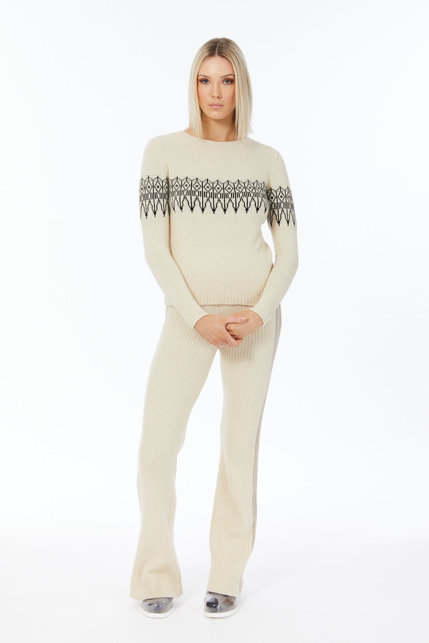 Possum Silk Merino Fair Isle Jumper in Ivory