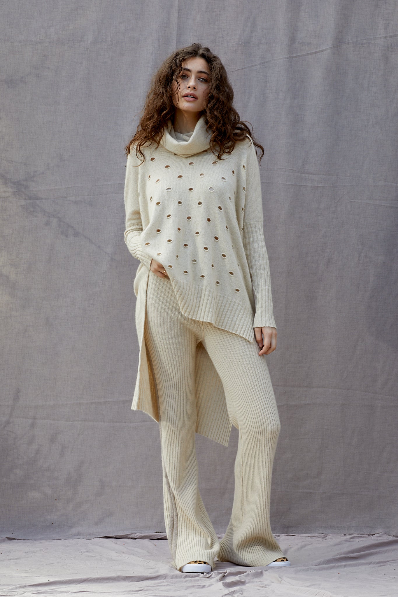 Possum Silk Merino Caffa Tunic in Ivory