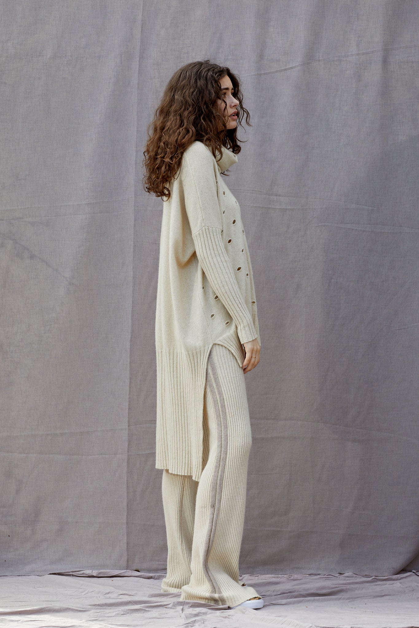 Possum Silk Merino Caffa Tunic in Ivory