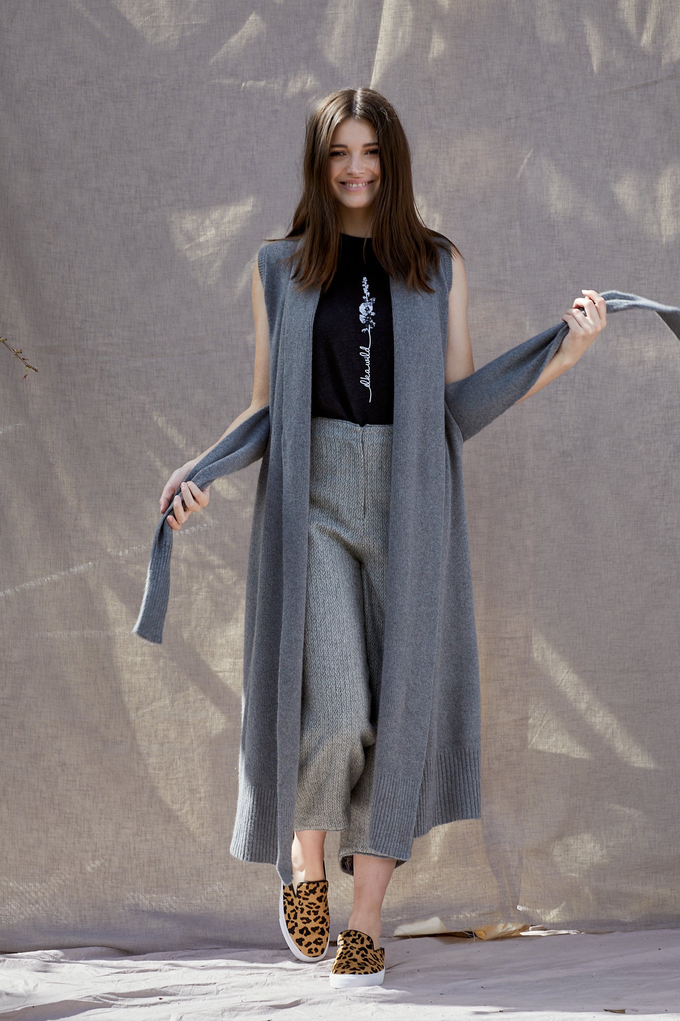 Long Vest in Pewter