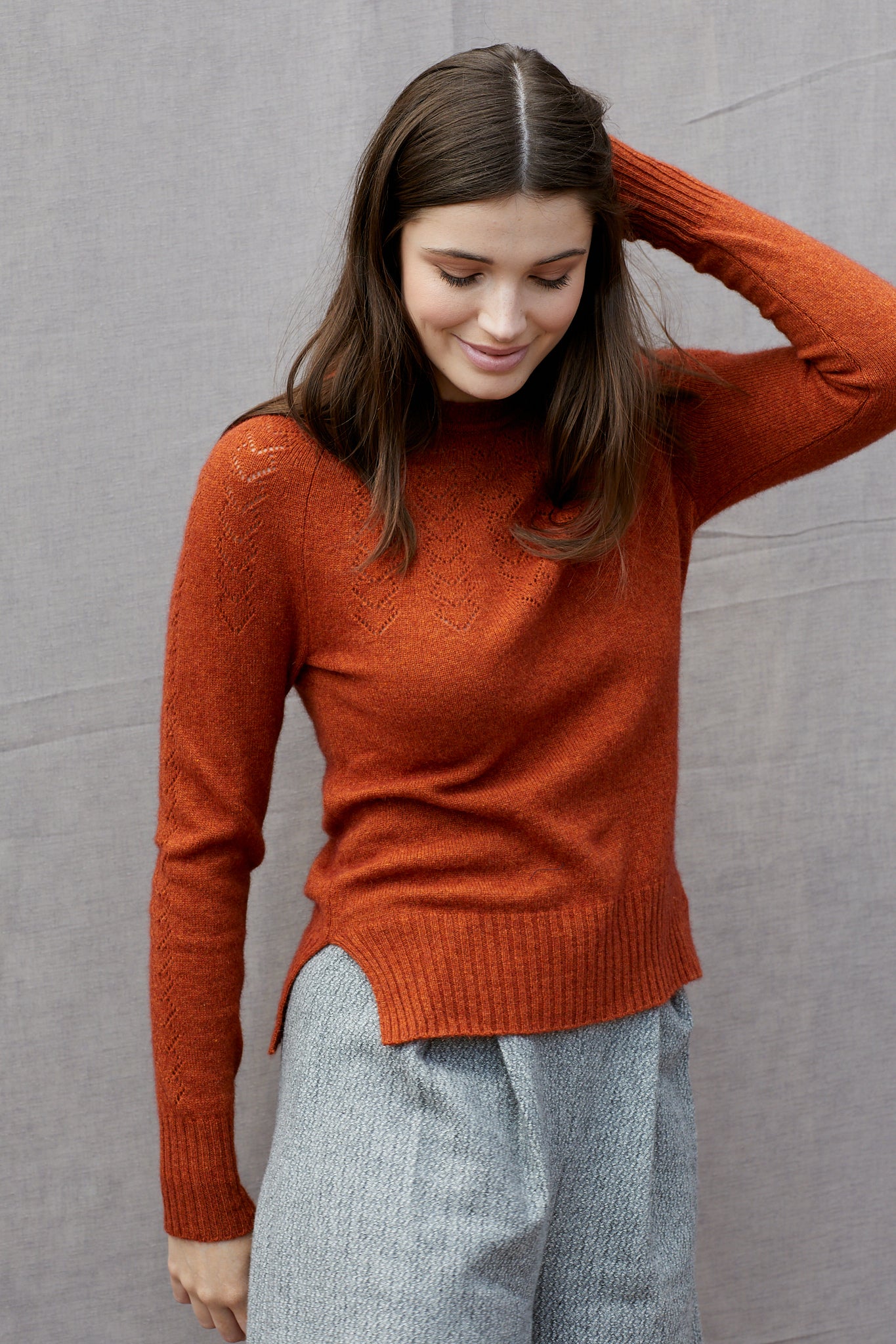 Heart Yoke Jumper in Persimmon