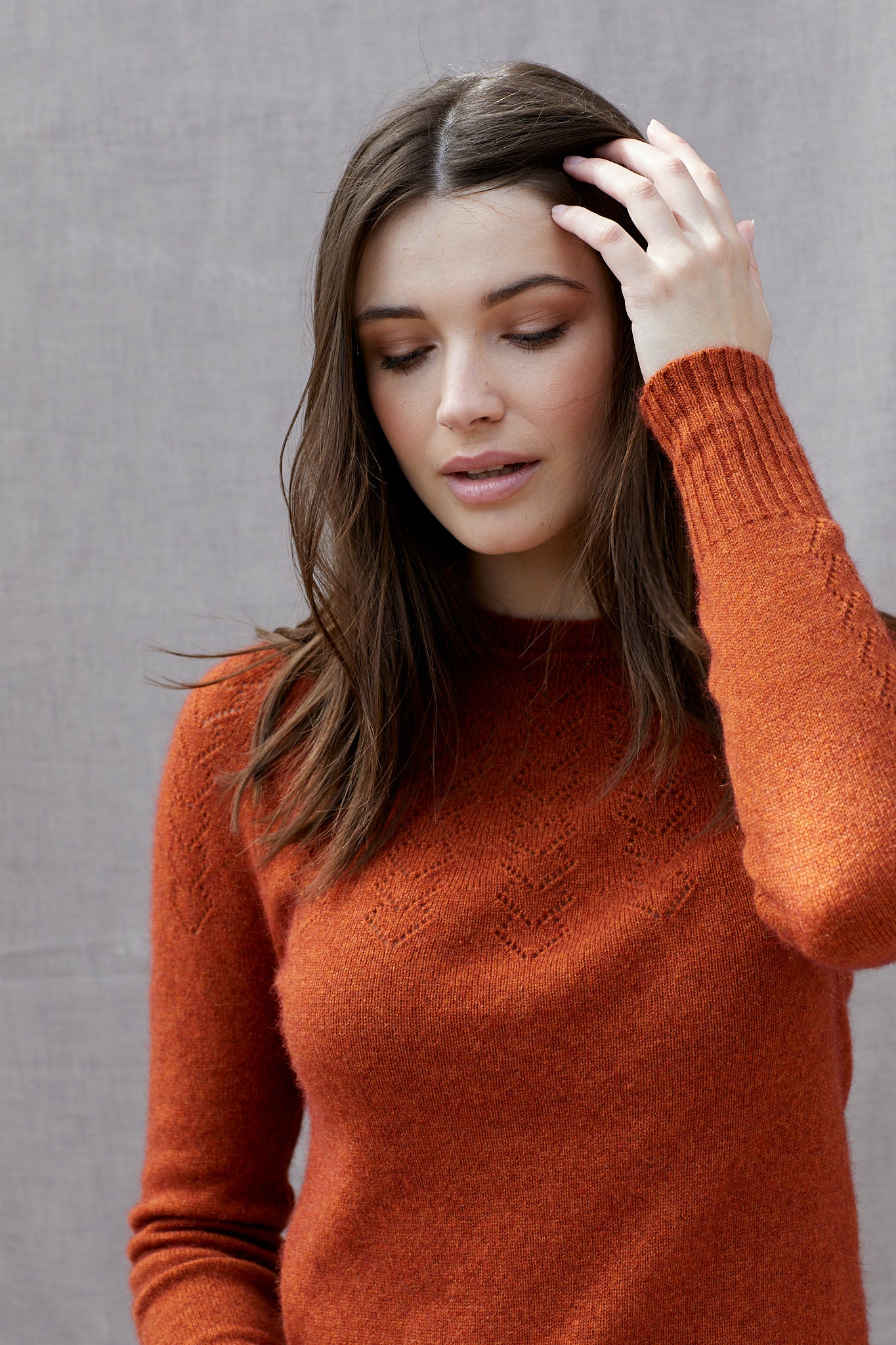 Heart Yoke Jumper in Persimmon