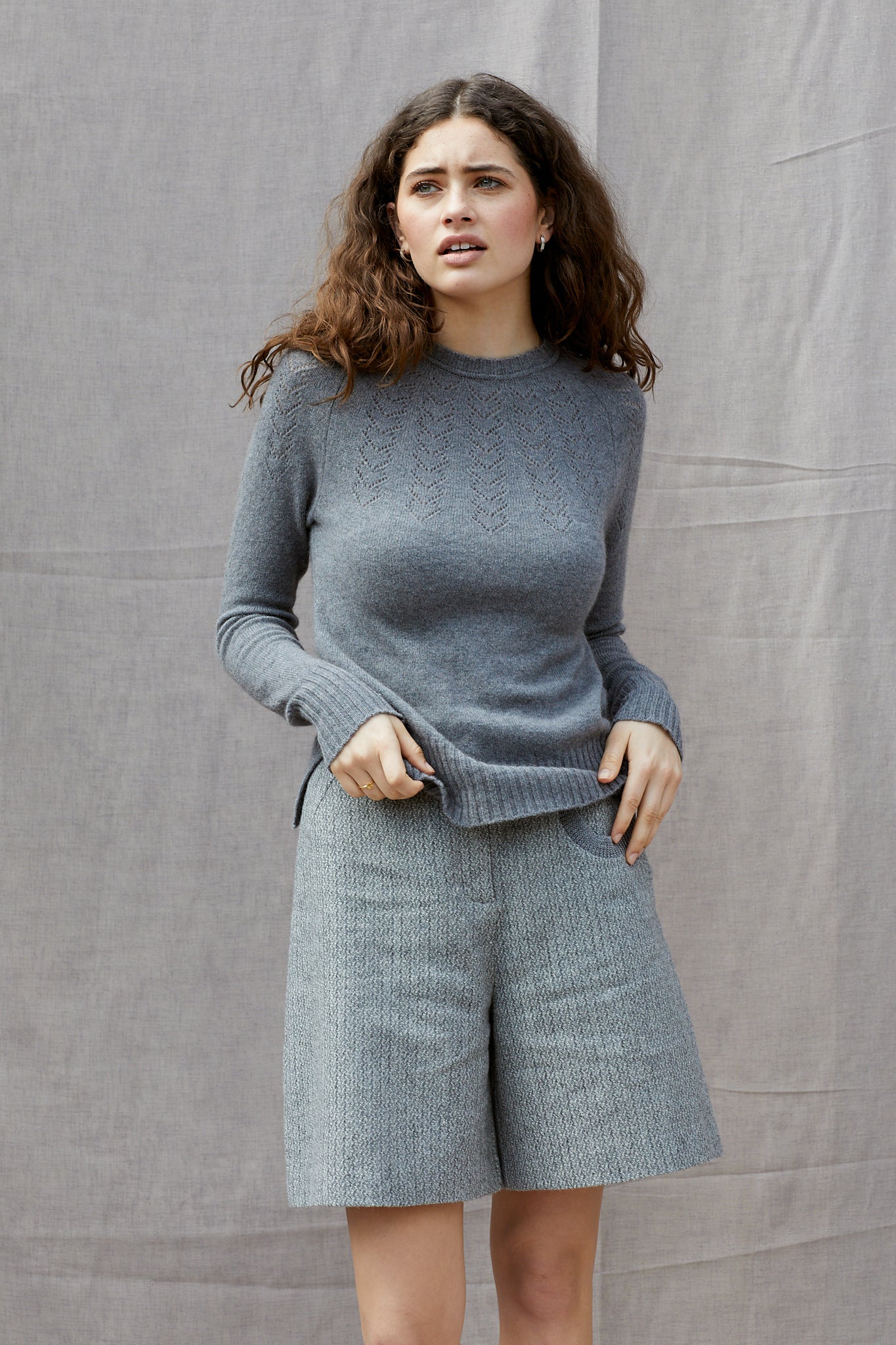 Heart Yoke Jumper in Pewter