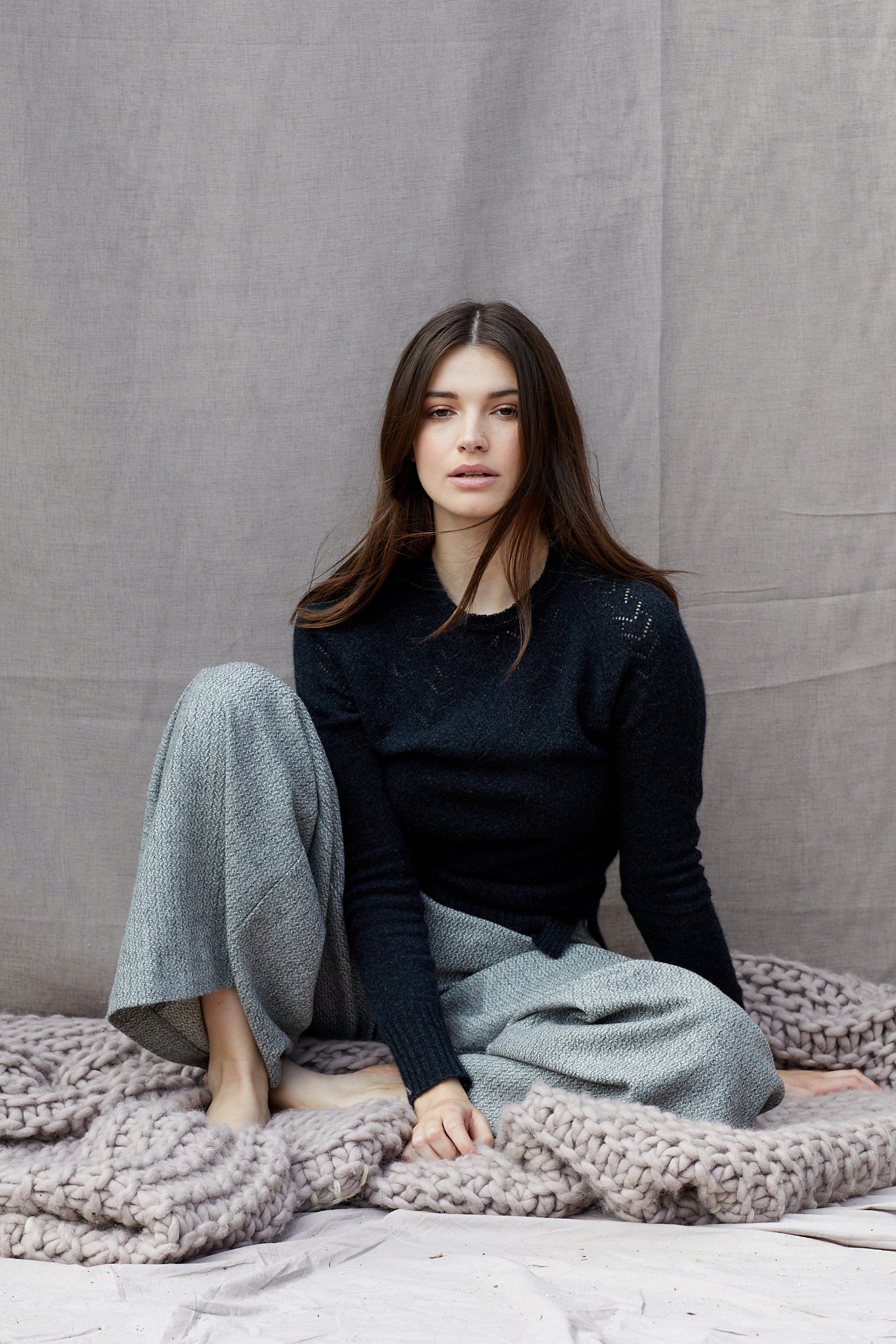 Heart Yoke Jumper in Charcoal