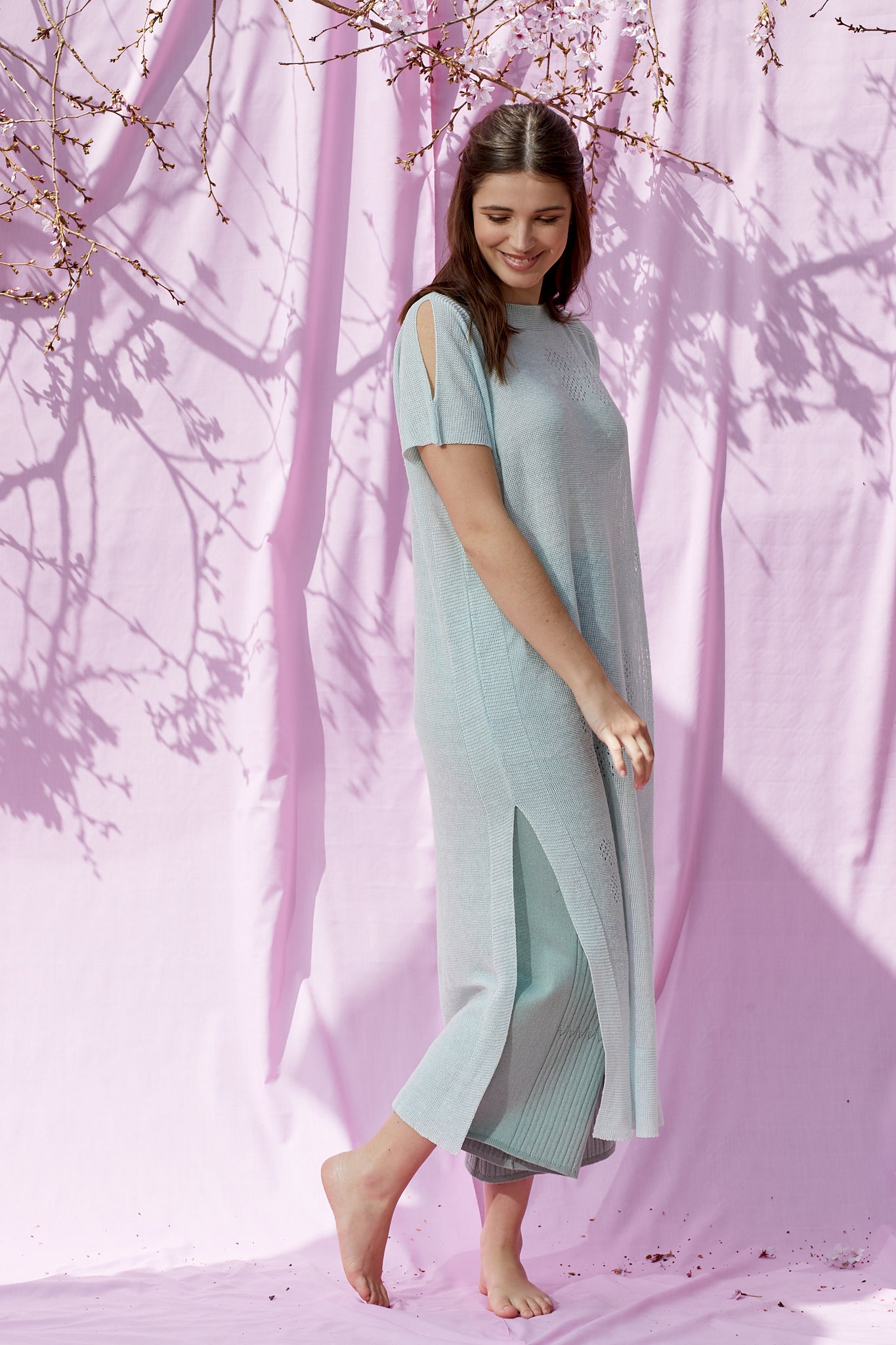 Linen Knit Flower Tunic