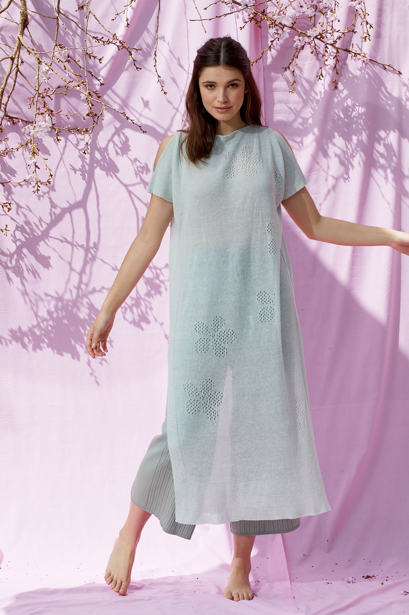 Linen Knit Flower Tunic