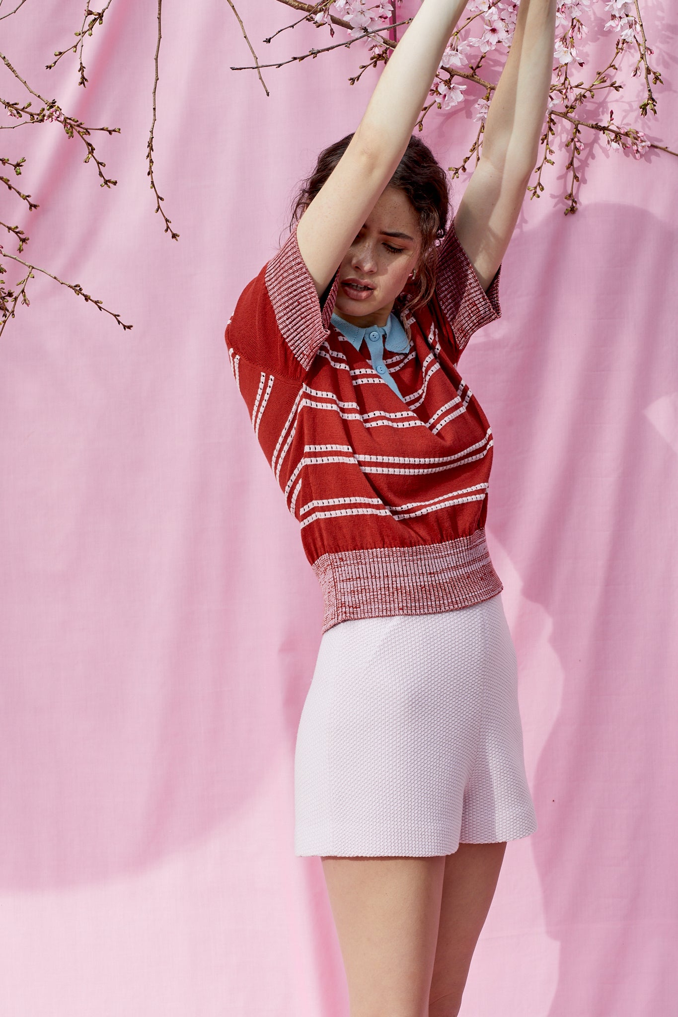 Cotton Silk Polo Shirt in Pomegranate. ALMOST GONE!