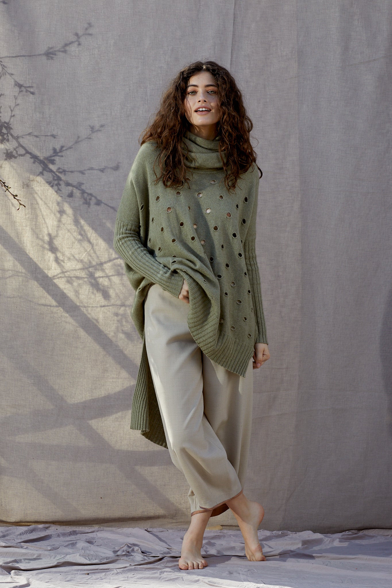 Possum Silk Merino Caffa Tunic in Birch