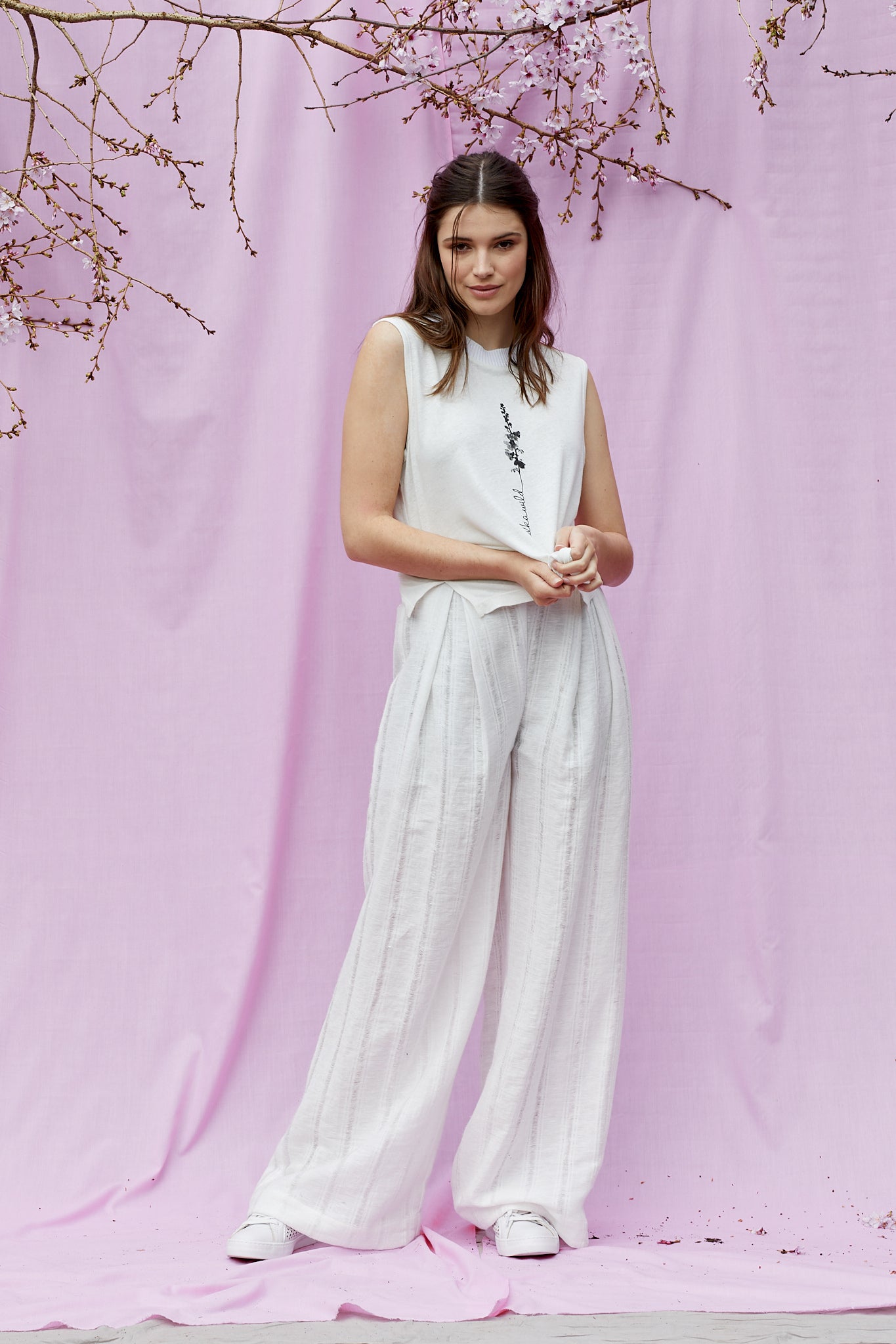 Wide leg linen pants