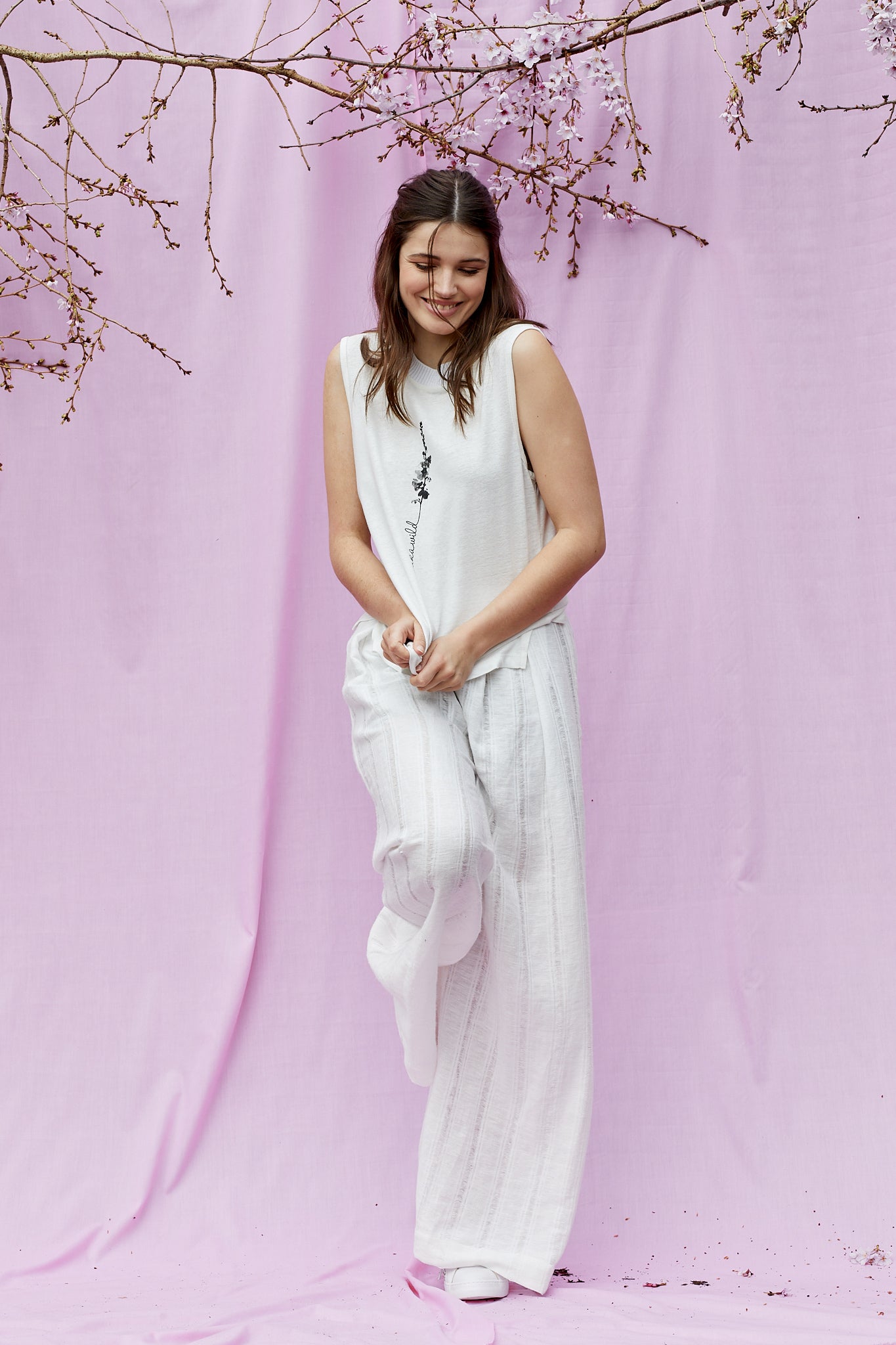 Wide leg linen pants
