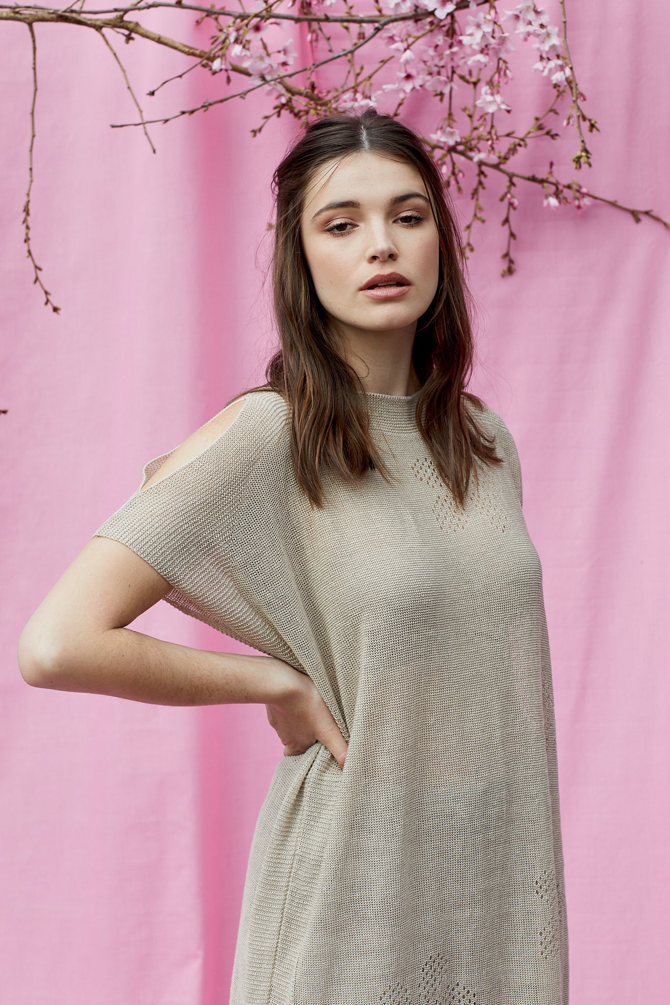 Linen Knit Flower Tunic