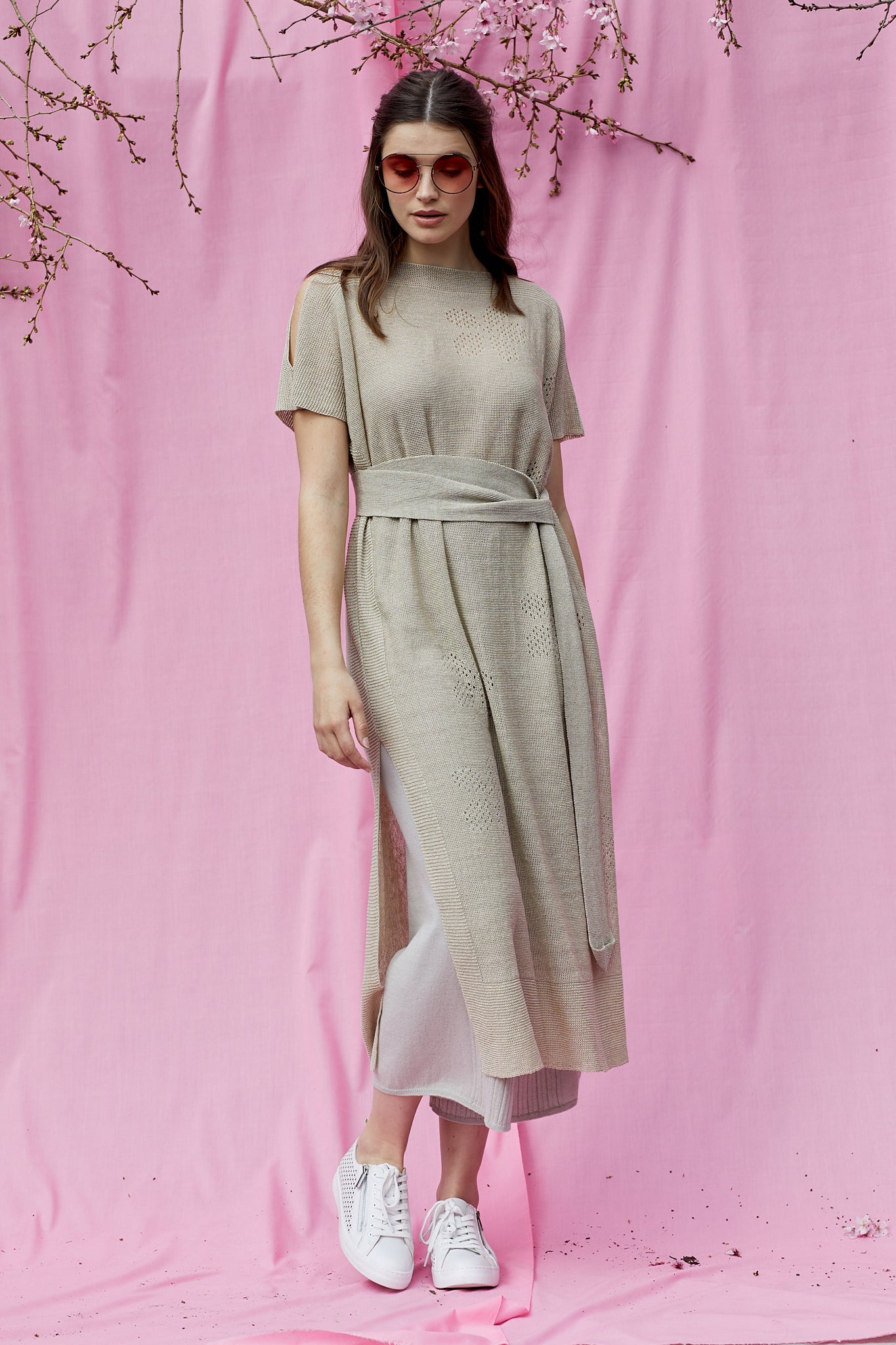 Linen Knit Flower Tunic