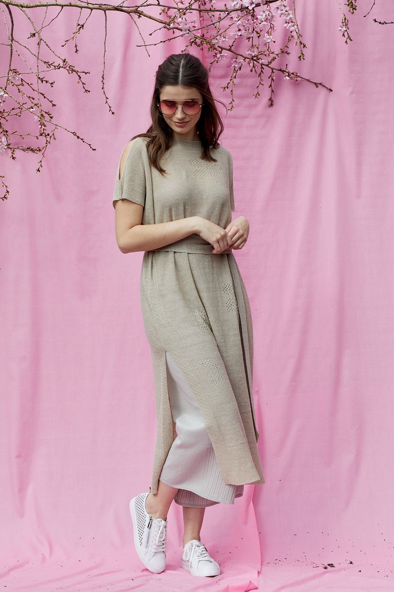 Linen Knit Flower Tunic