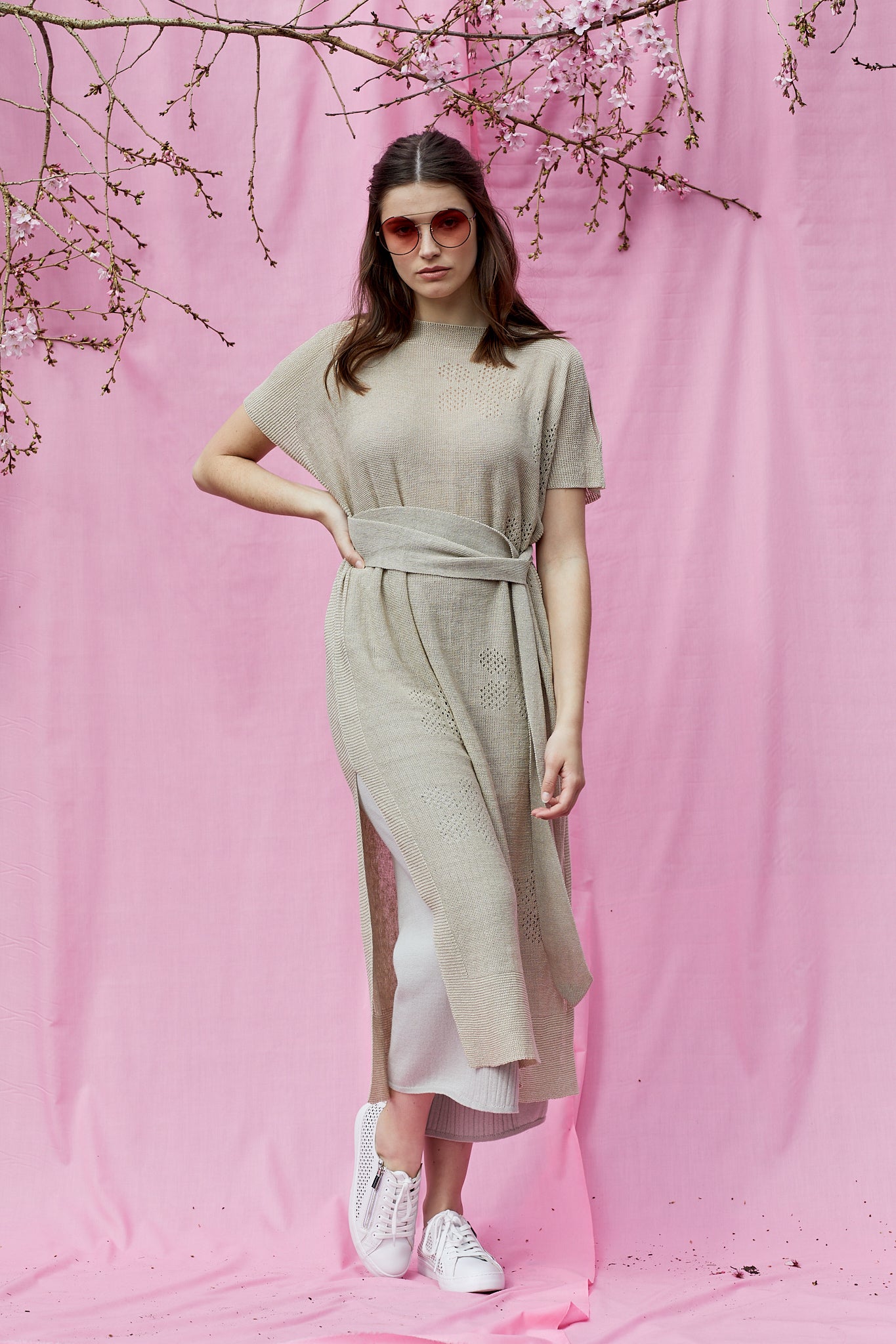 Linen Knit Flower Tunic