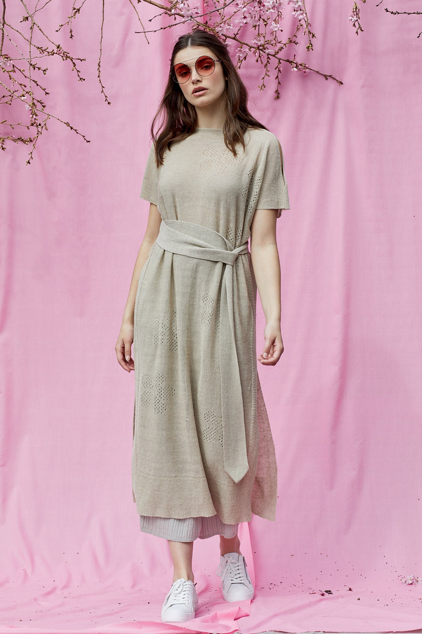 Linen Knit Flower Tunic