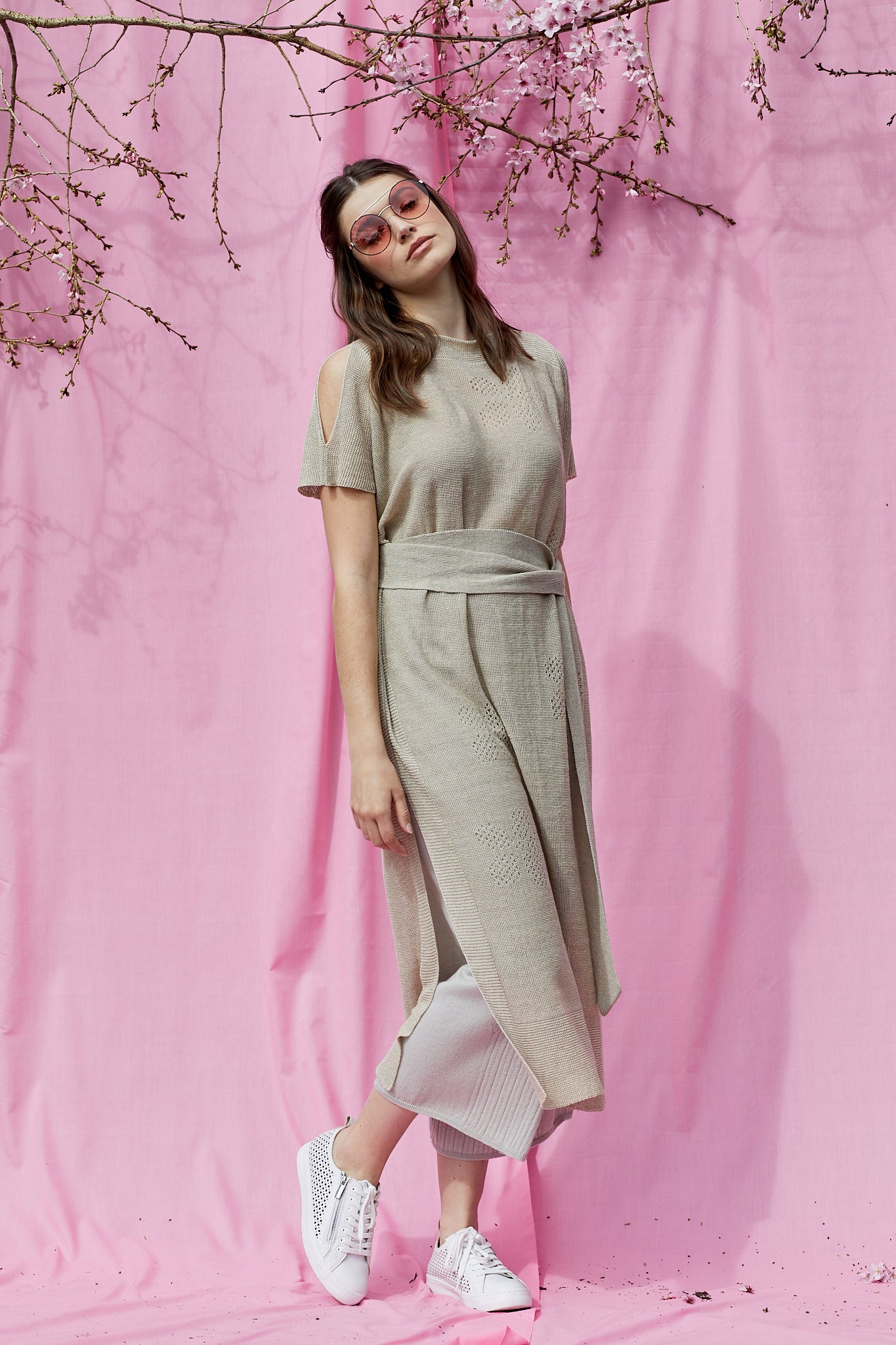 Linen Knit Flower Tunic
