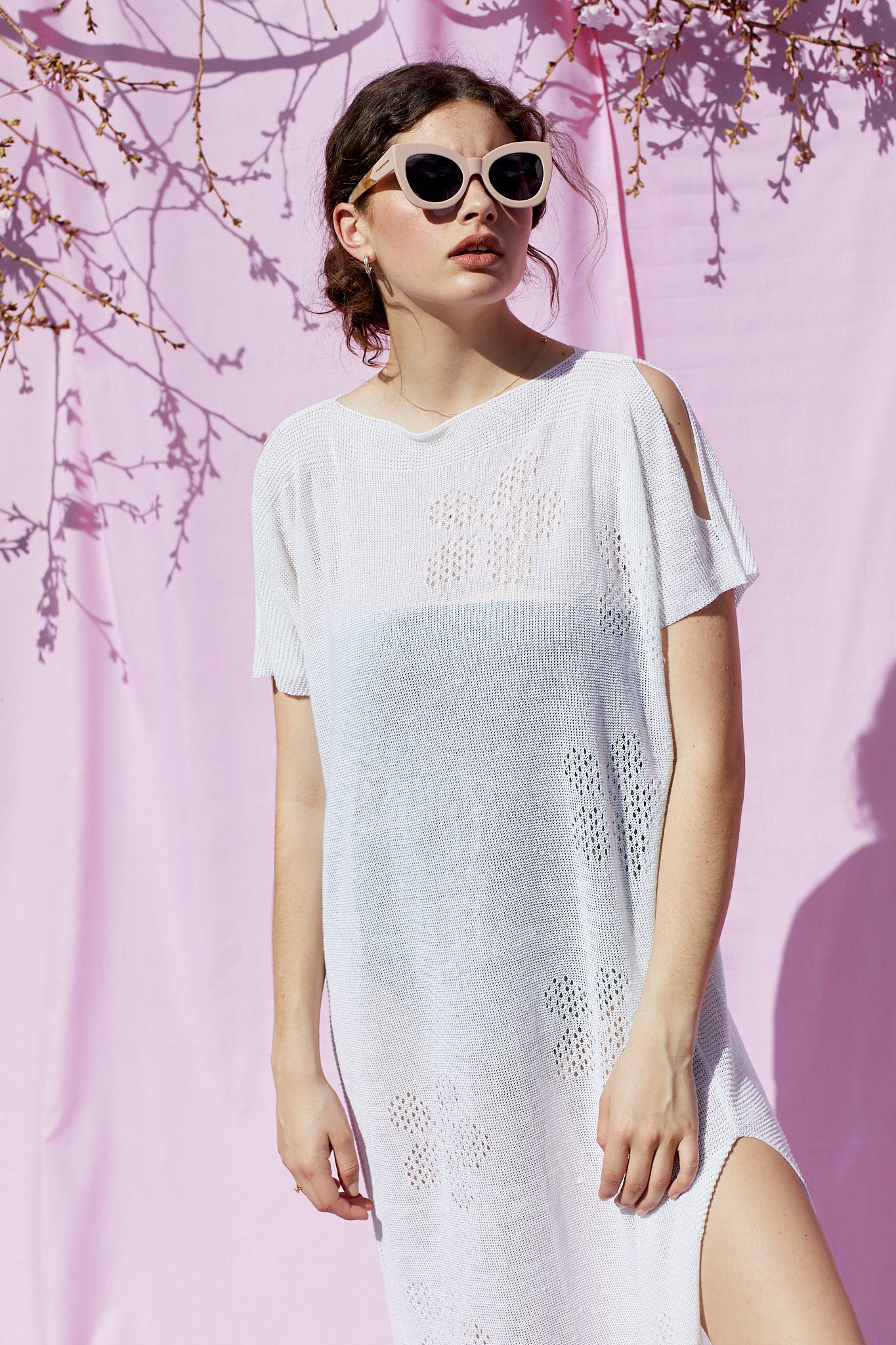 Linen Knit Flower Tunic