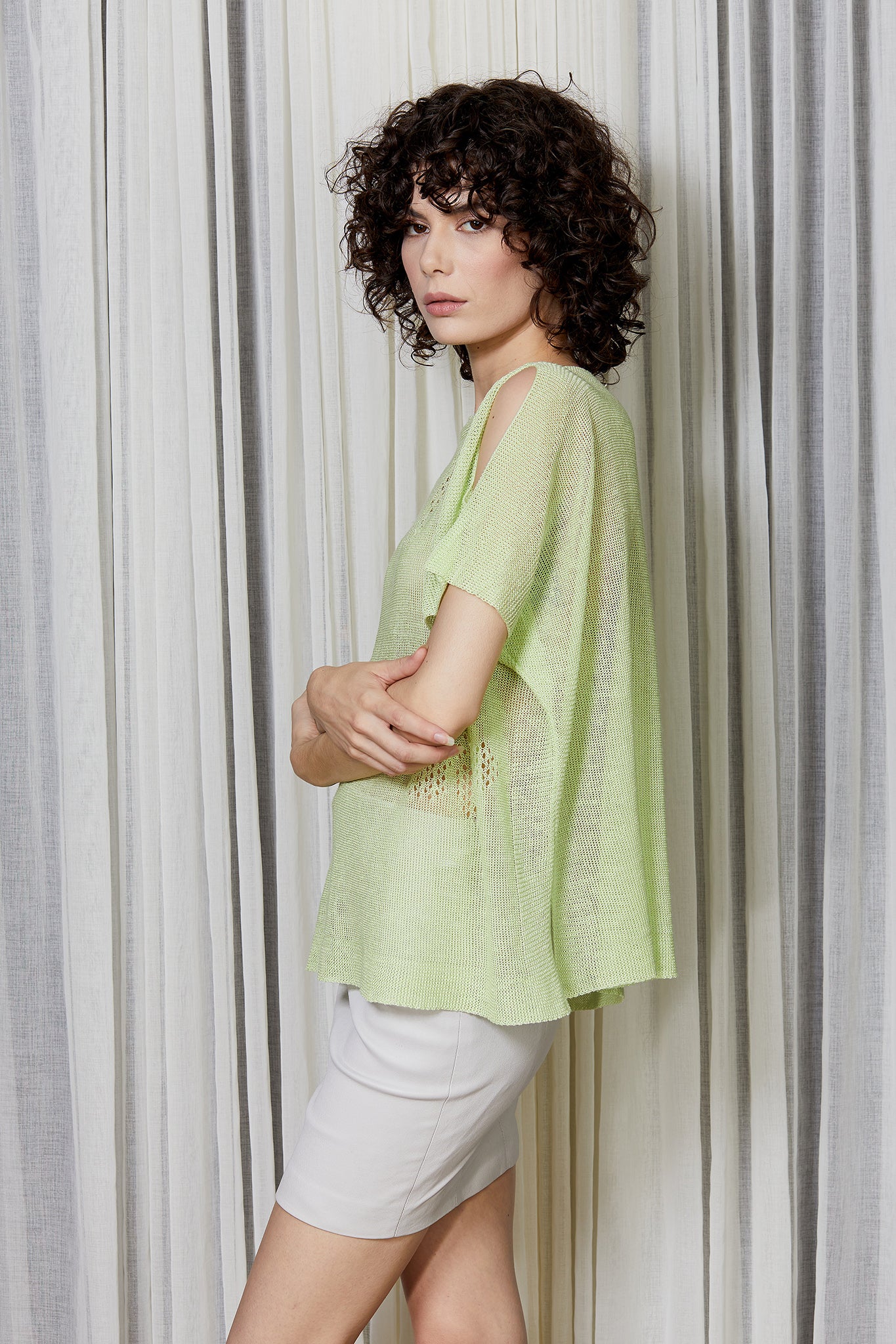 Flower Linen Knit Top