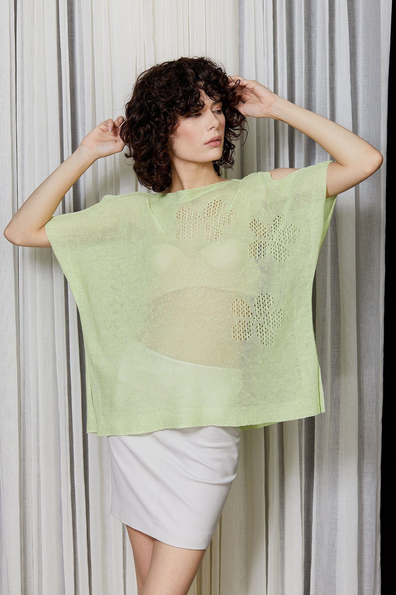 Flower Linen Knit Top