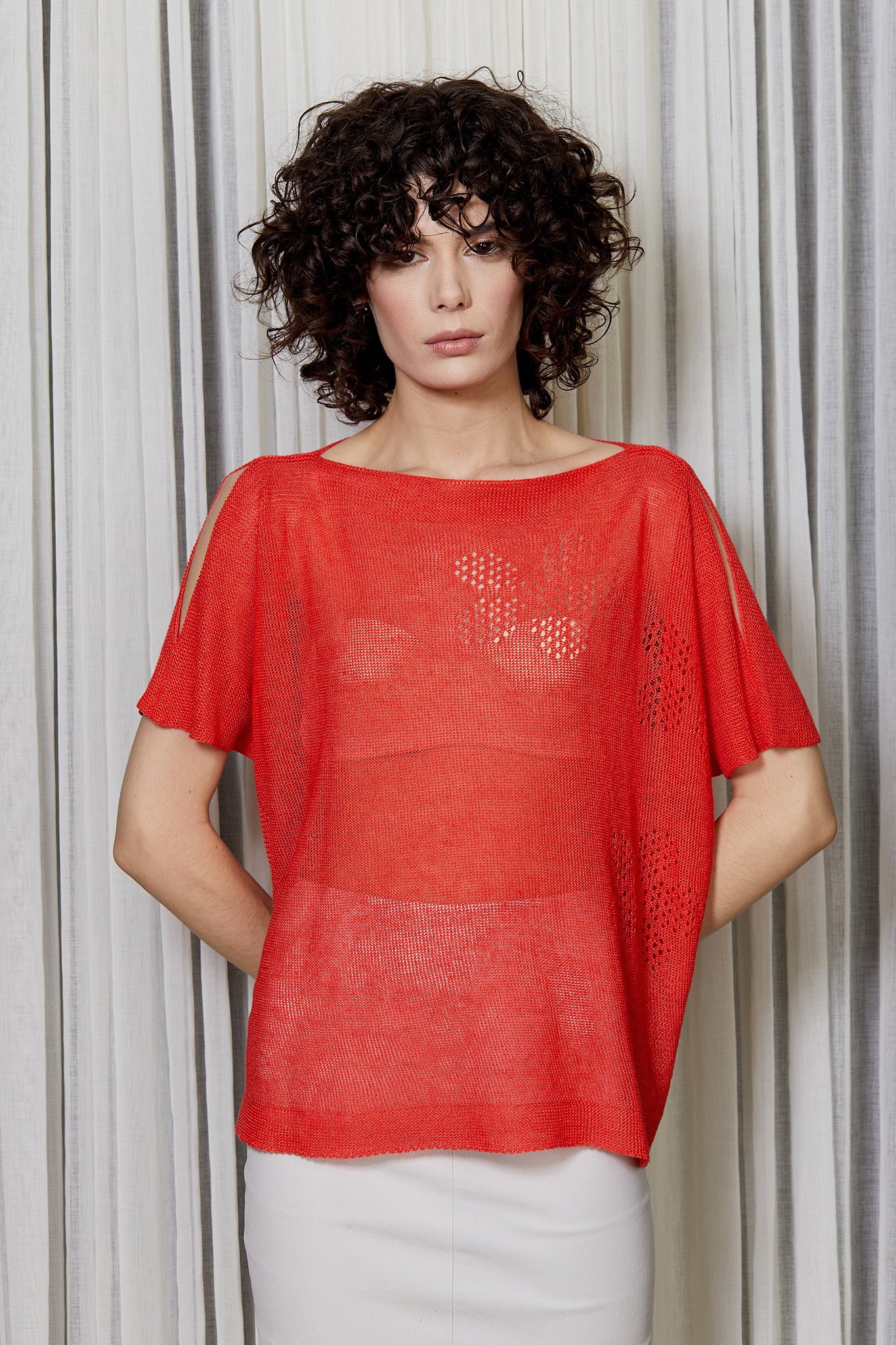 Flower Linen Knit Top