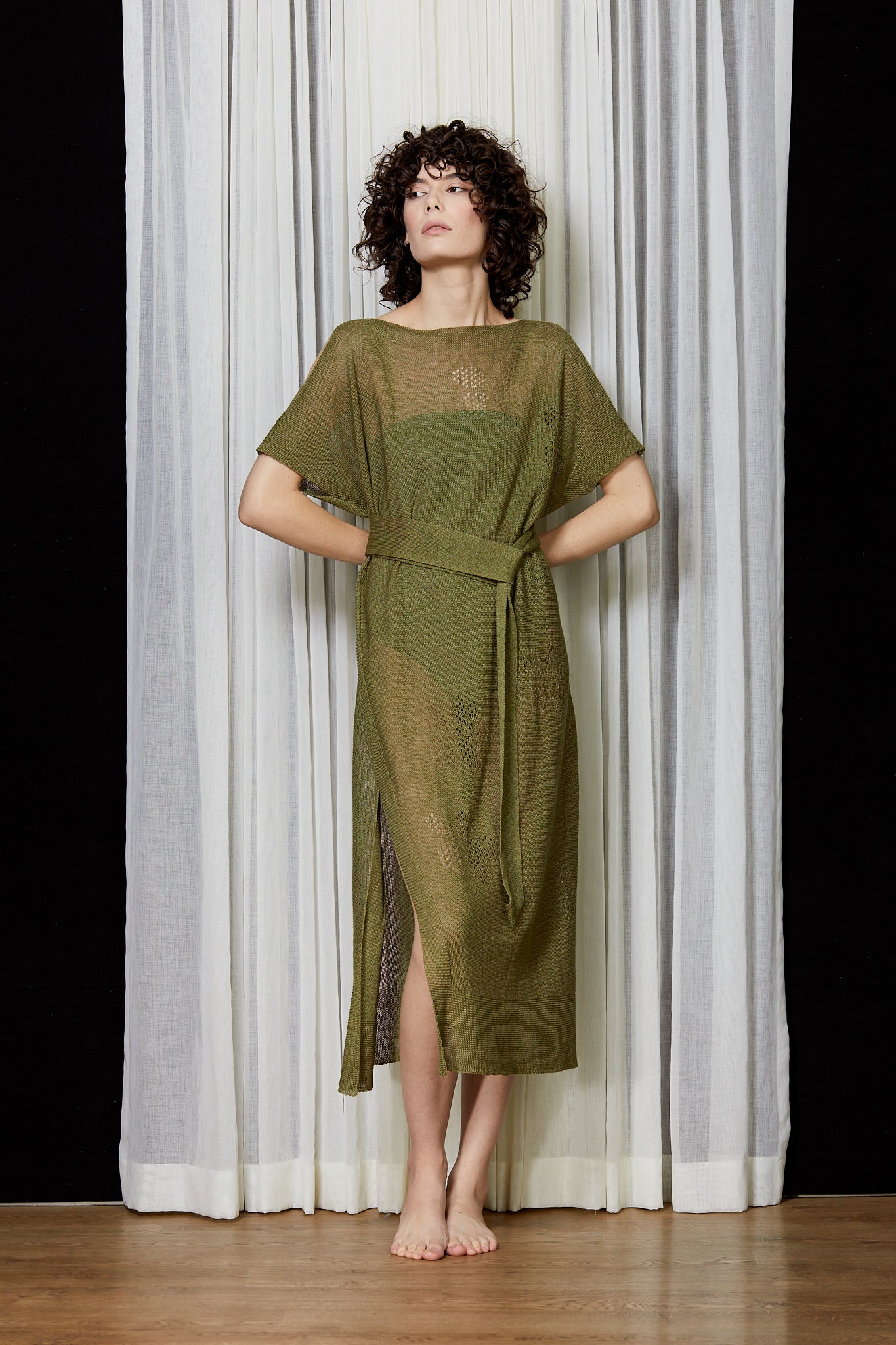 Linen Knit Flower Tunic