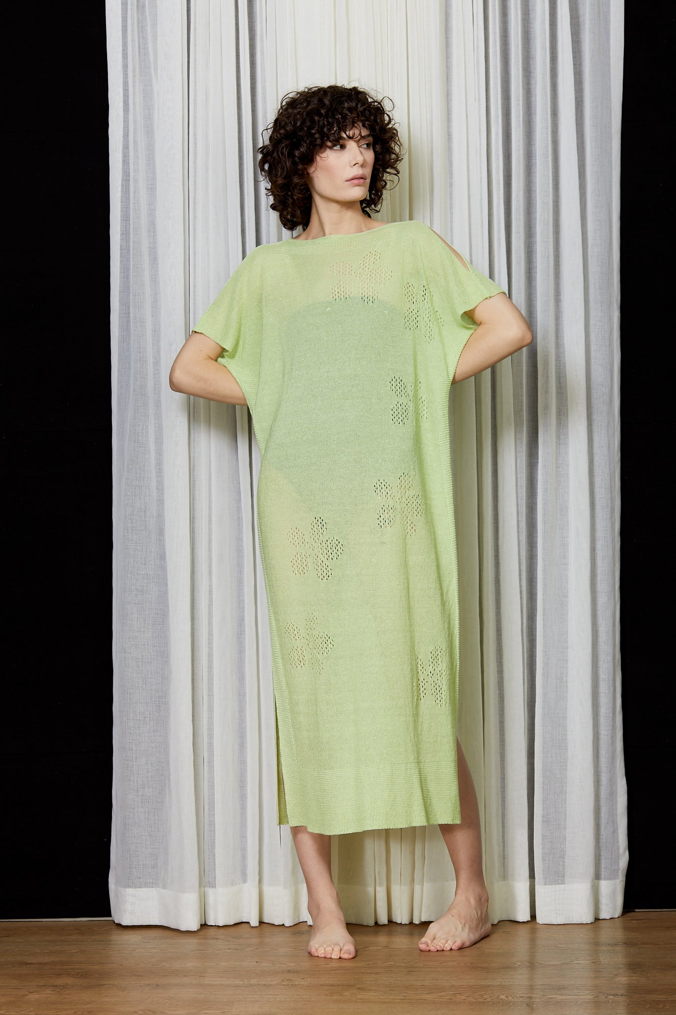 Linen Knit Flower Tunic
