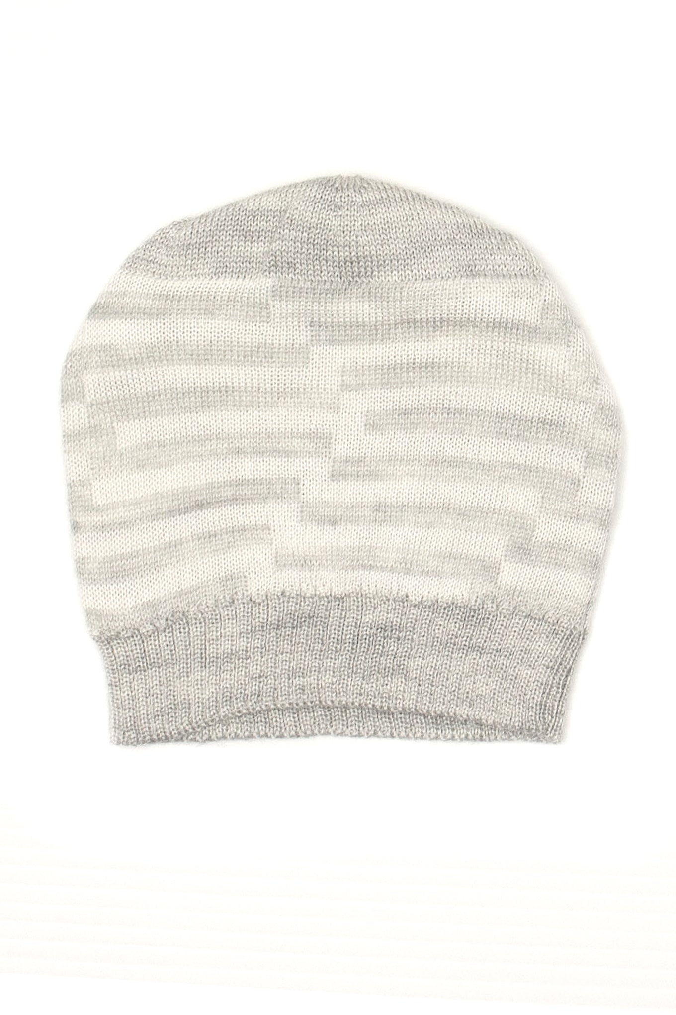 Silk Merino White Chevron Baby Beanie