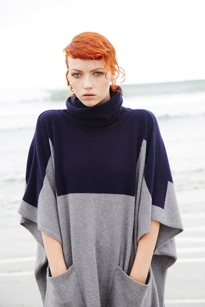 Cashmere Possum Silk End Point Tunic with Ribbed Neck