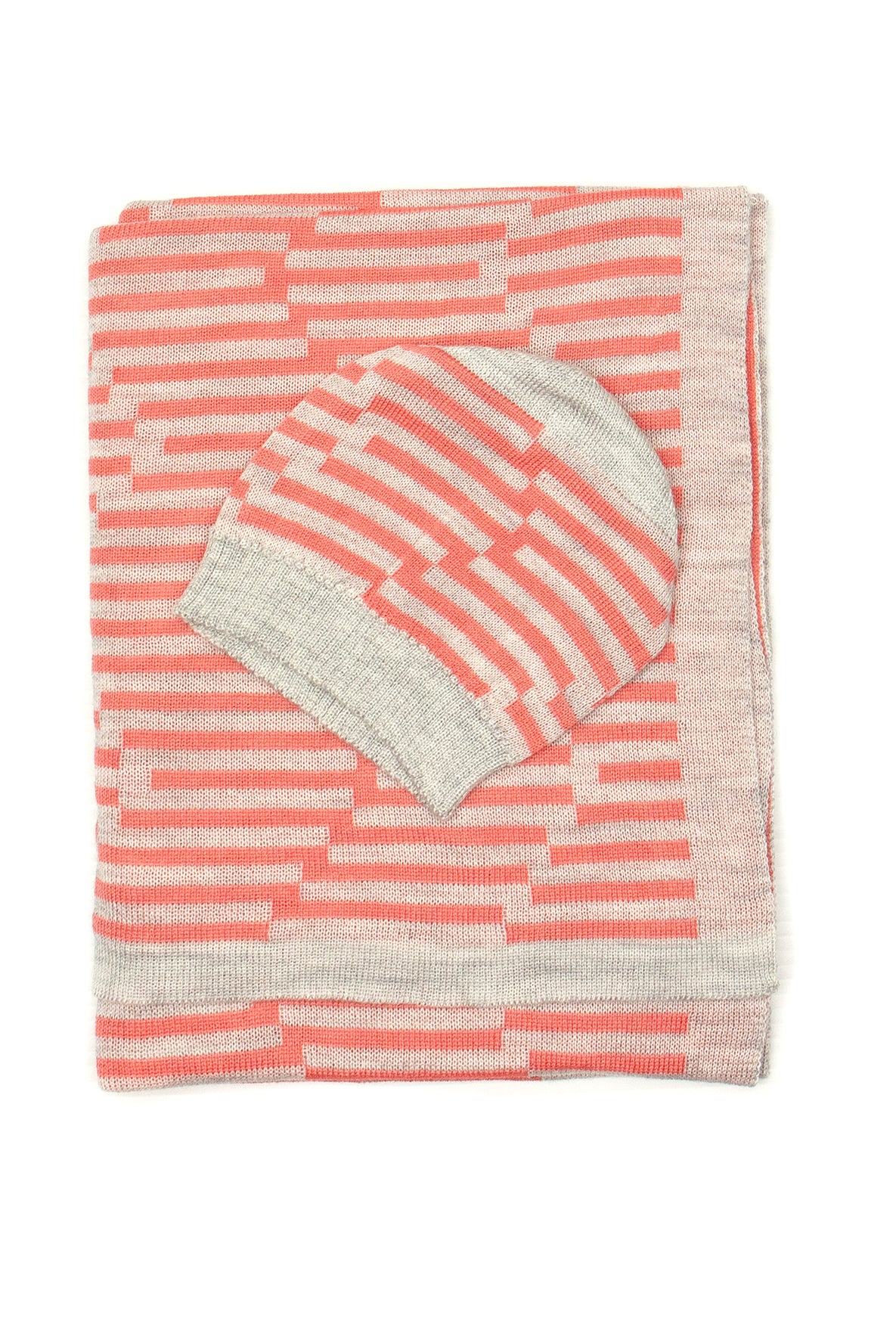 Silk Merino Coral Chevron Baby Set
