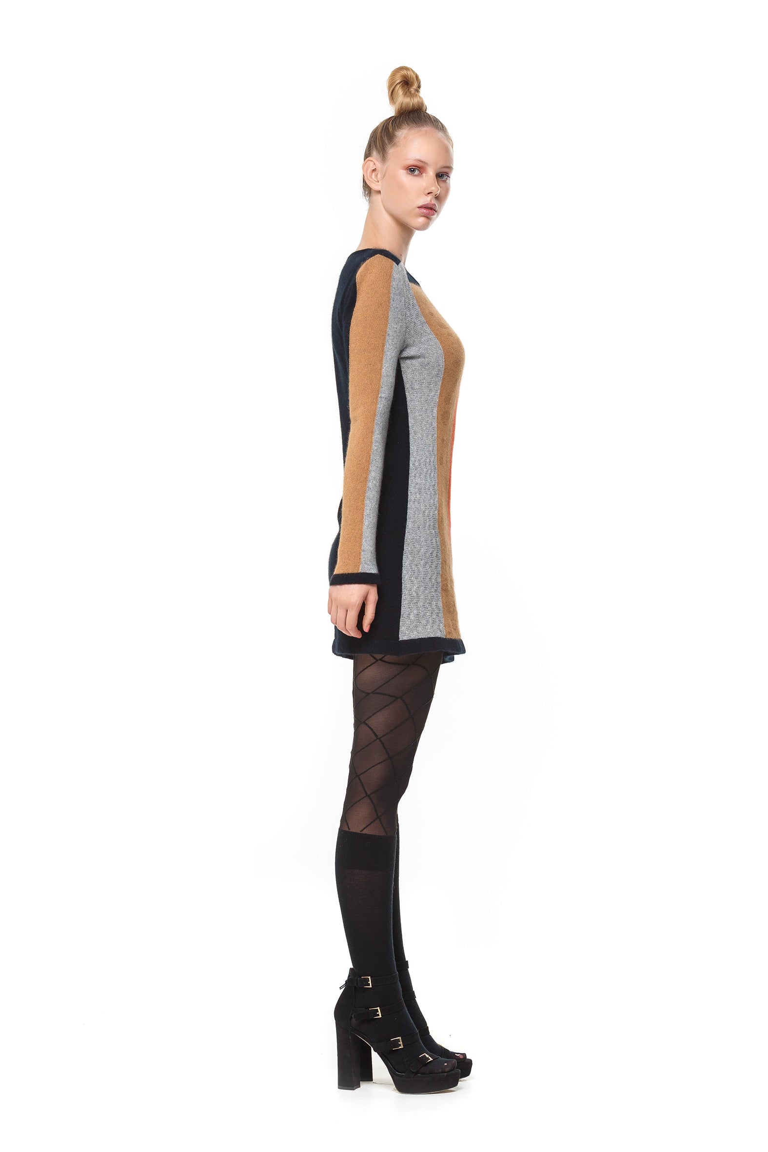 Possum Silk Merino Colourblock Mini Dress