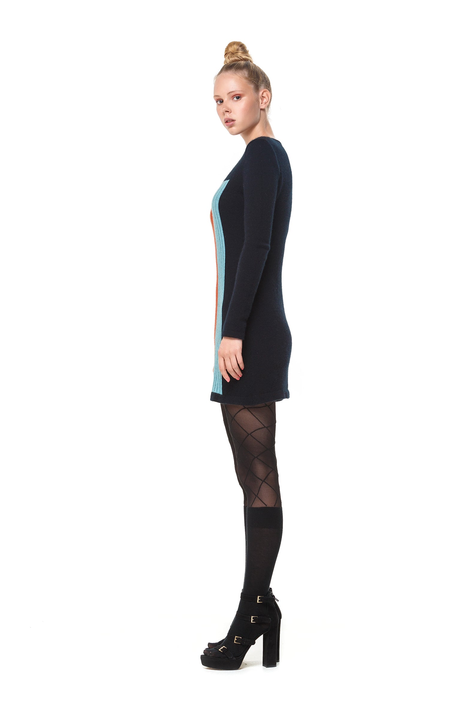 Possum Silk Merino Colourblock Mini Dress