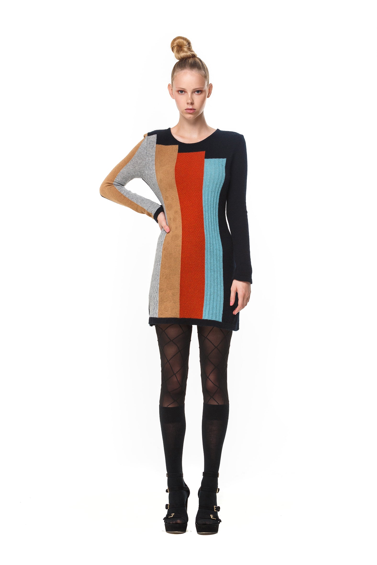 Possum Silk Merino Colourblock Mini Dress