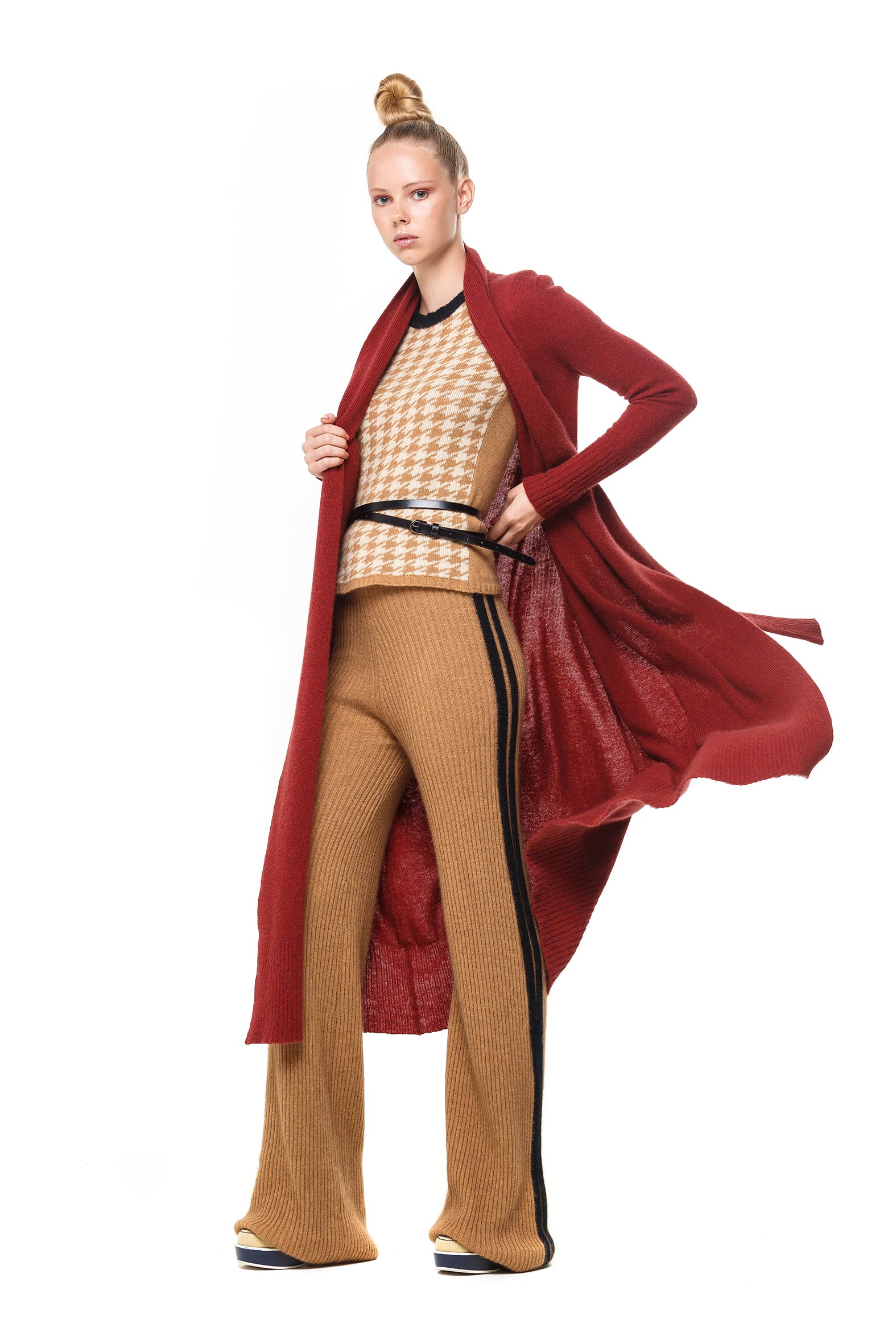 POSSUM SILK MERINO LONG CARDIGAN in Bordeaux