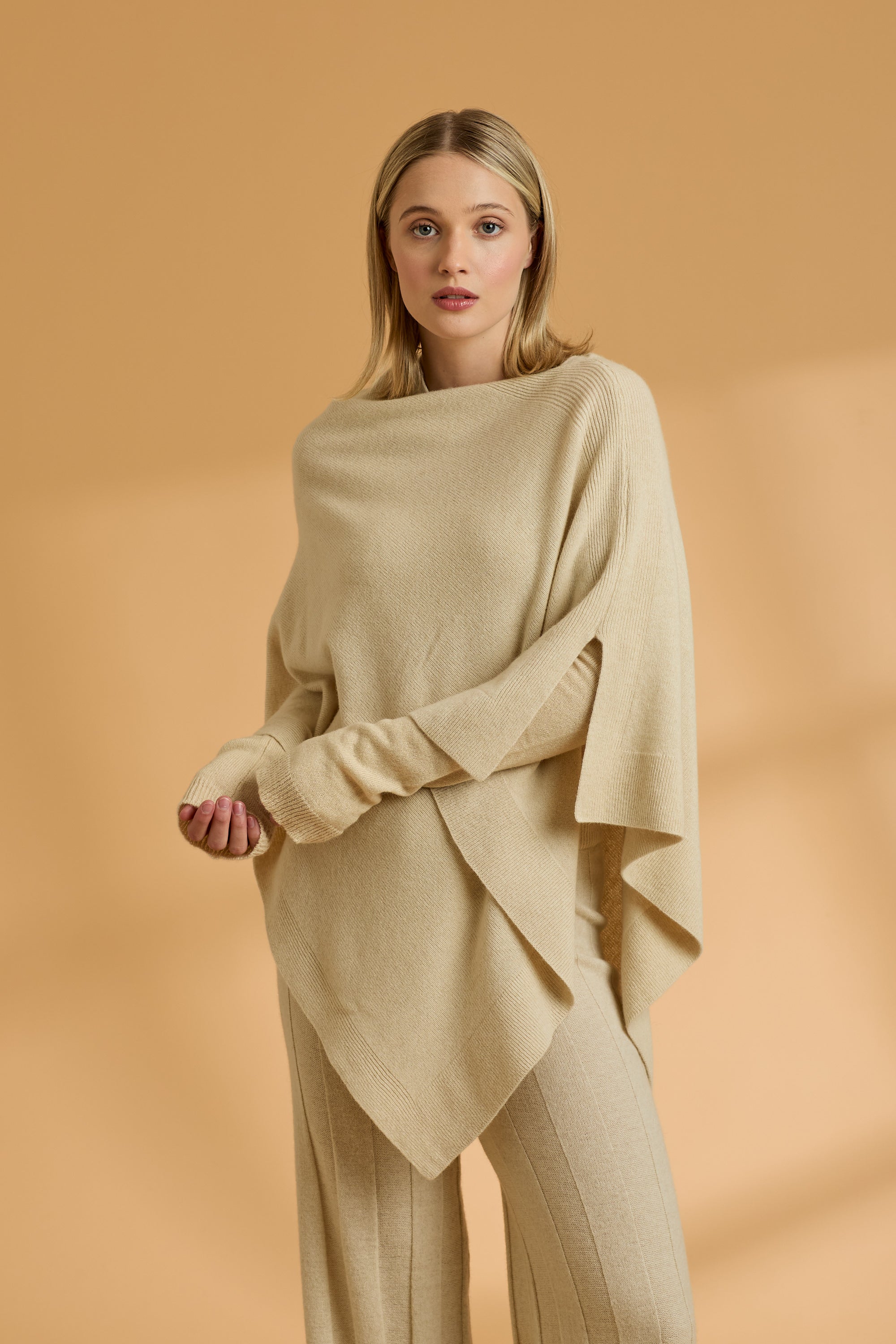 Possum Silk Merino Poncho in Ivory