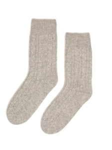 Cashmere Cable Socks in Grey Marl